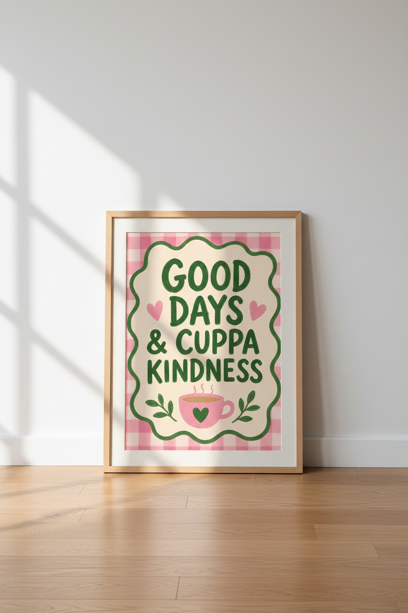 Pink Gingham Wall Art Print | Retro Kitchen Decor | Preppy Aesthetic Poster