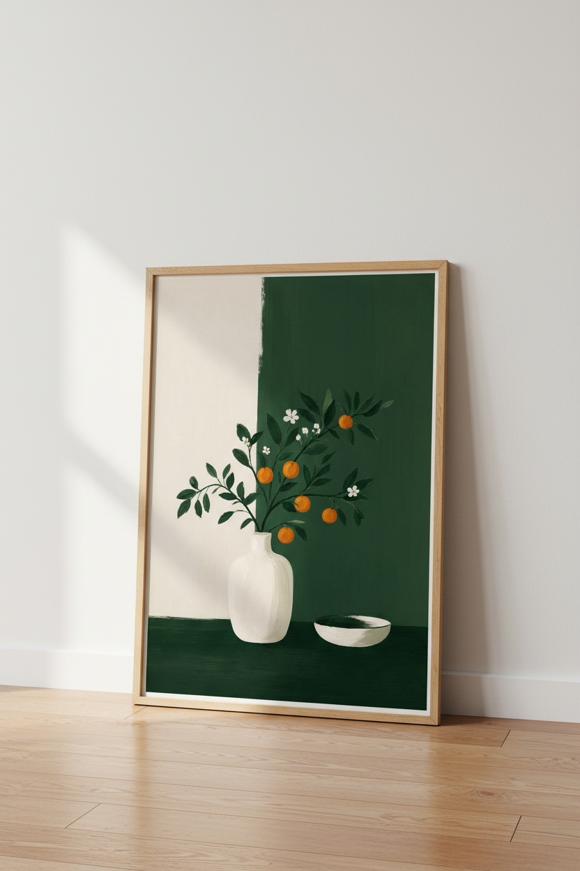 Minimalist orange branch Wall Art Print | Living Room Decor | Modern Poster