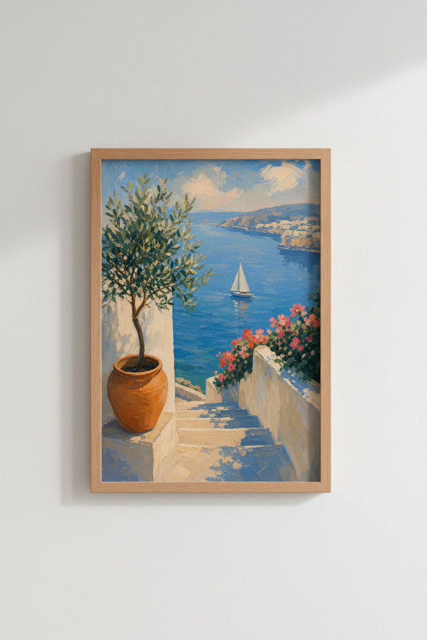 Coastal Italian Wall Art Print | Mediterranean Seaside Decor | Impressionist Poster