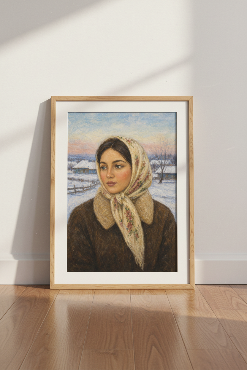 Winter portrait Wall Art Print | Living Room Decor | Cozy Seasonal Poster