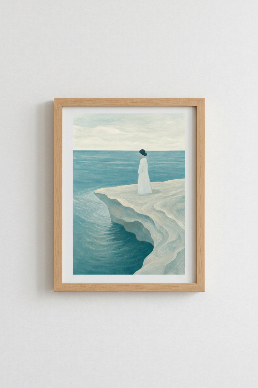 Minimalist Soft Seascape Wall Art Print | Living Room Decor | Calm Ocean Poster