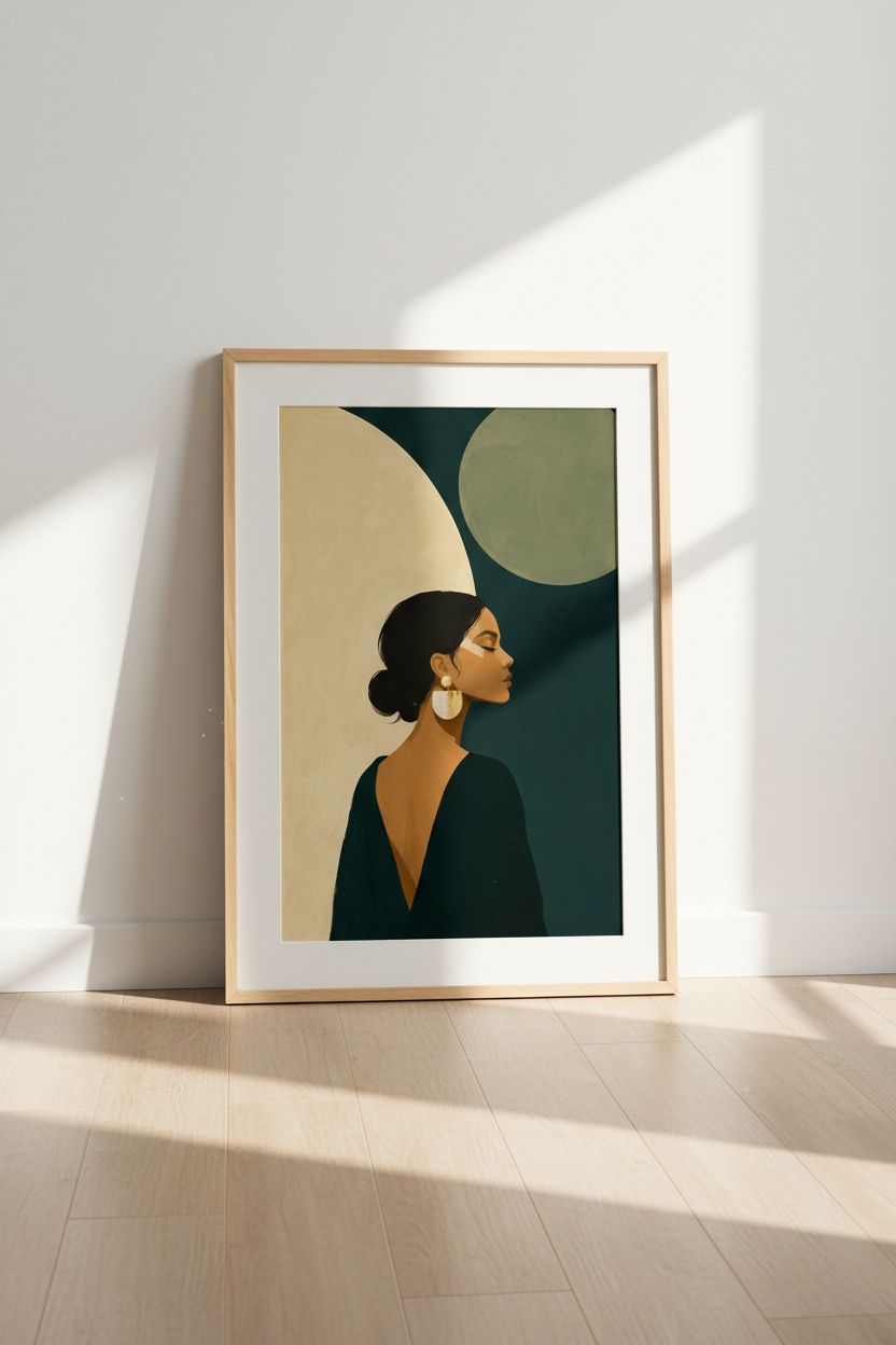 Boho Wall Art Print | Abstract Portrait, Earthy Tones | Living Room Decor Poster