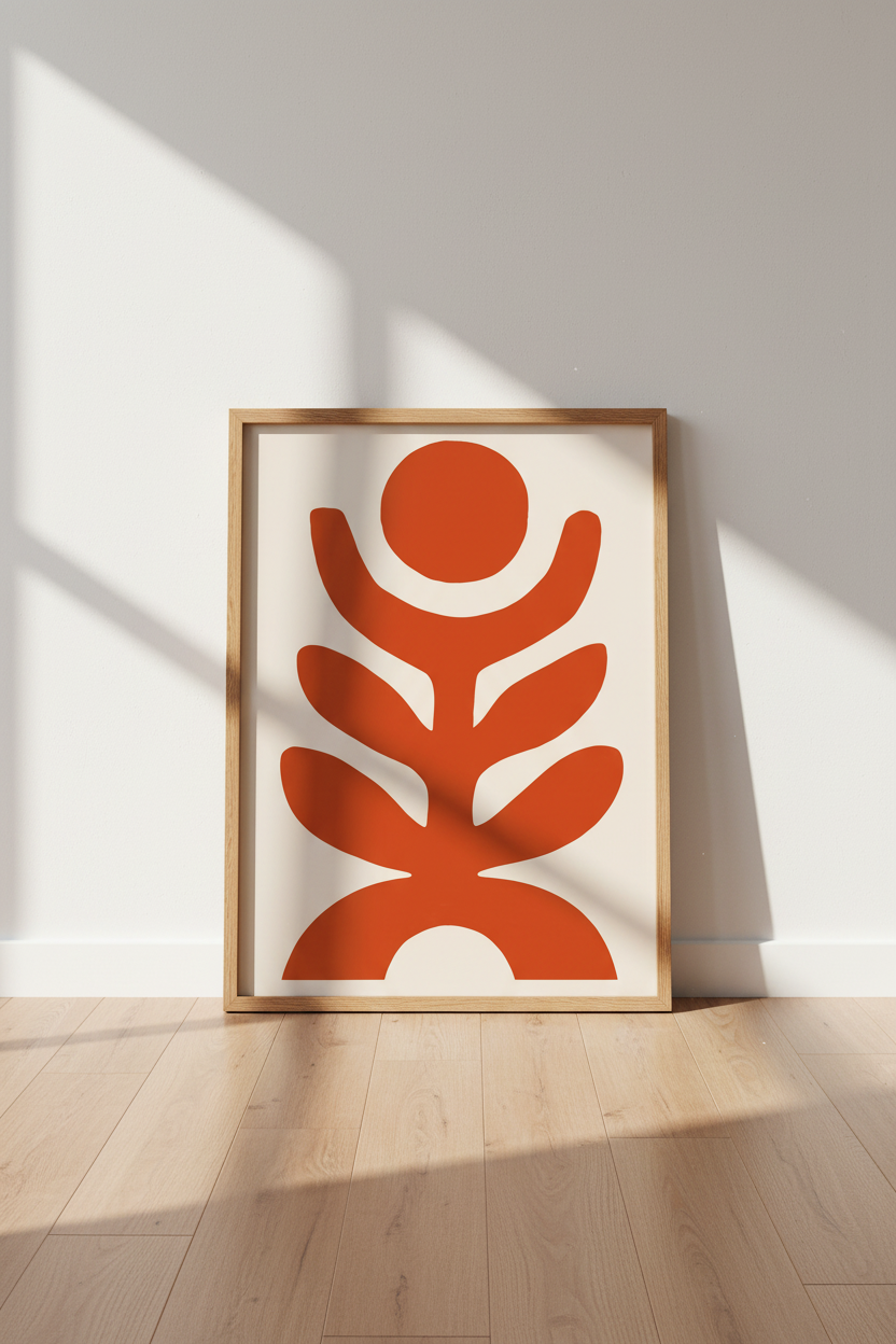 Abstract Leaf Poster | Orange Shapes, Living Room Decor