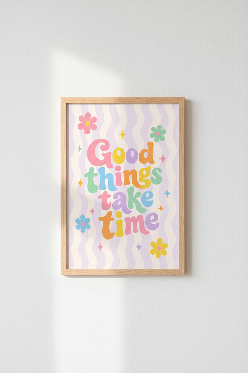 Pastel Groovy Art Print | Retro Quote Poster, Danish Pastel Room Decor