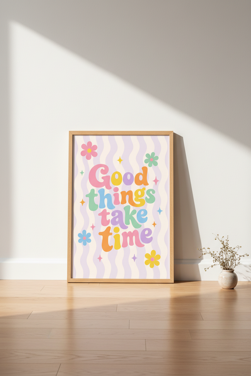 Pastel Groovy Art Print | Retro Quote Poster, Danish Pastel Room Decor