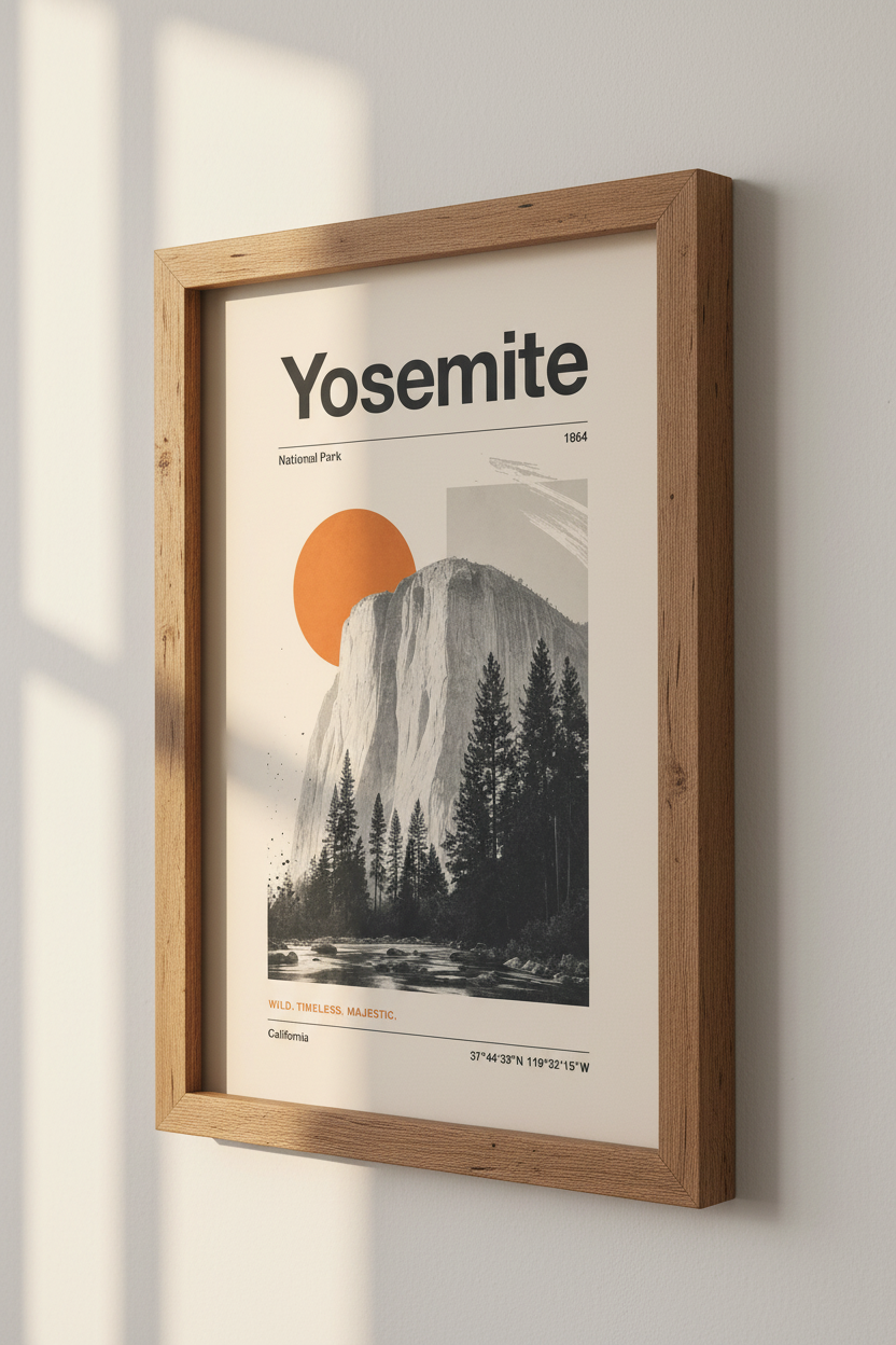 Yosemite National Park Wall Art | Minimalist El Capitan Print | Modern Nature Poster