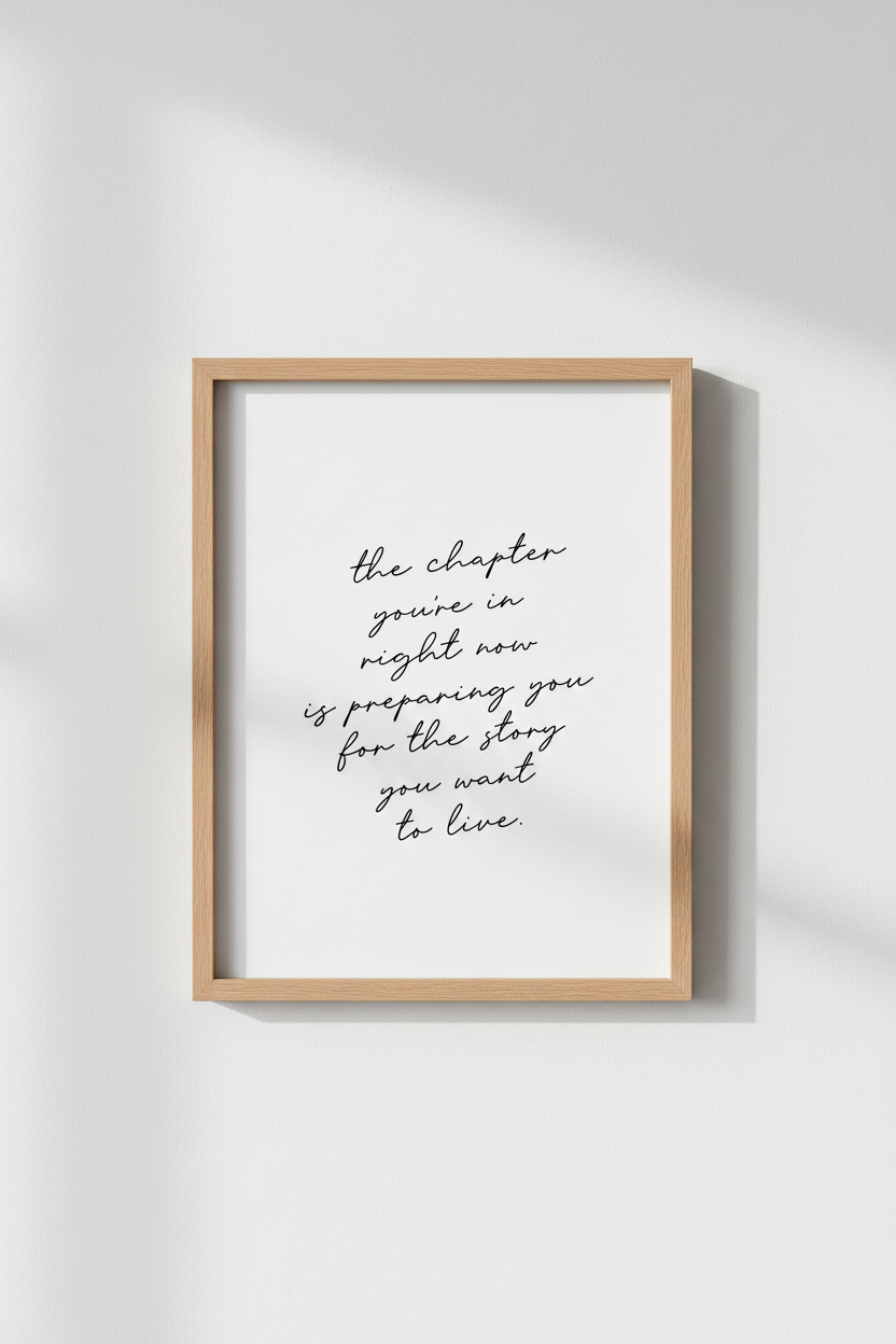 Motivational Quote | Minimalist Black & White Script, Office & Bedroom Wall Art