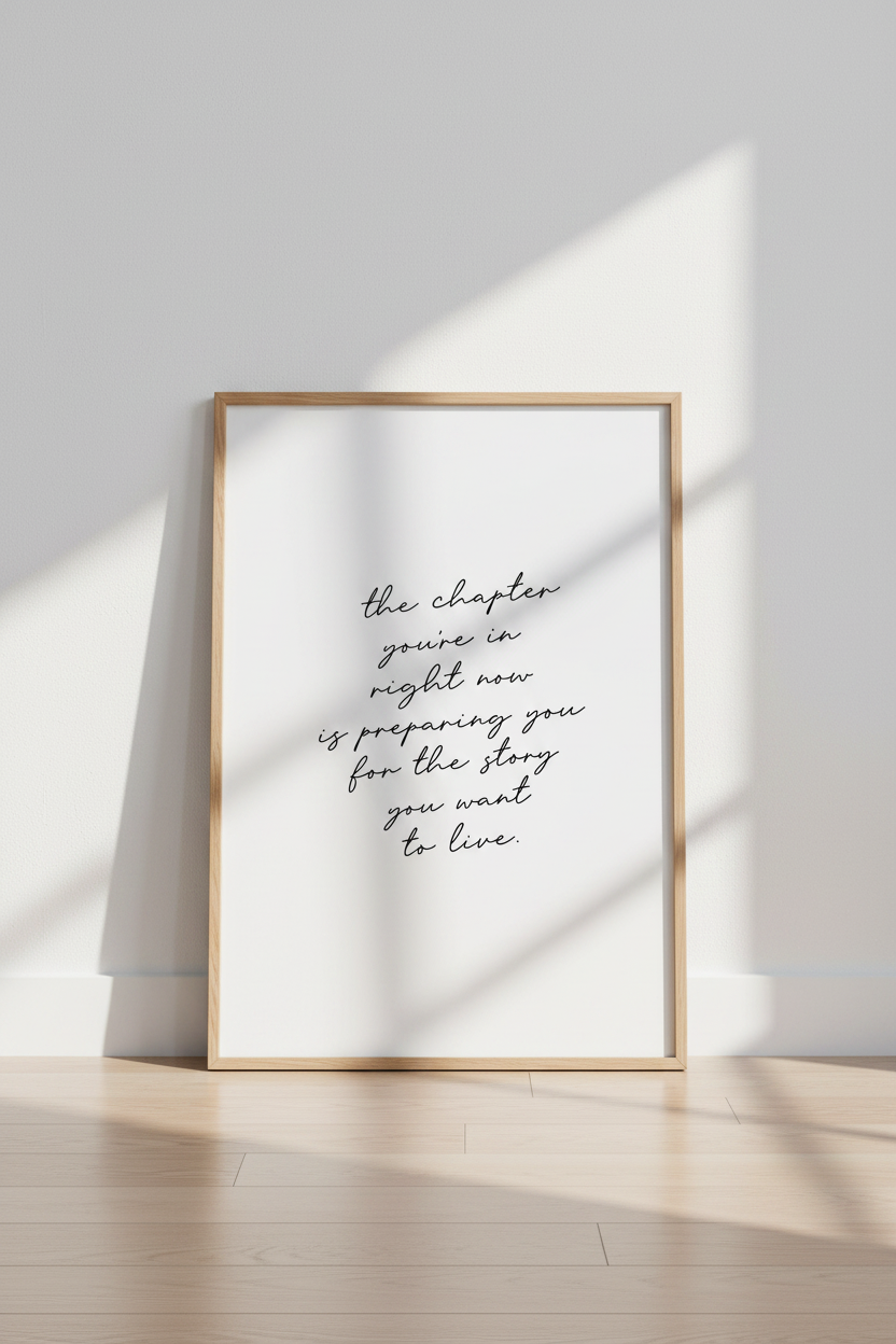 Motivational Quote | Minimalist Black & White Script, Office & Bedroom Wall Art