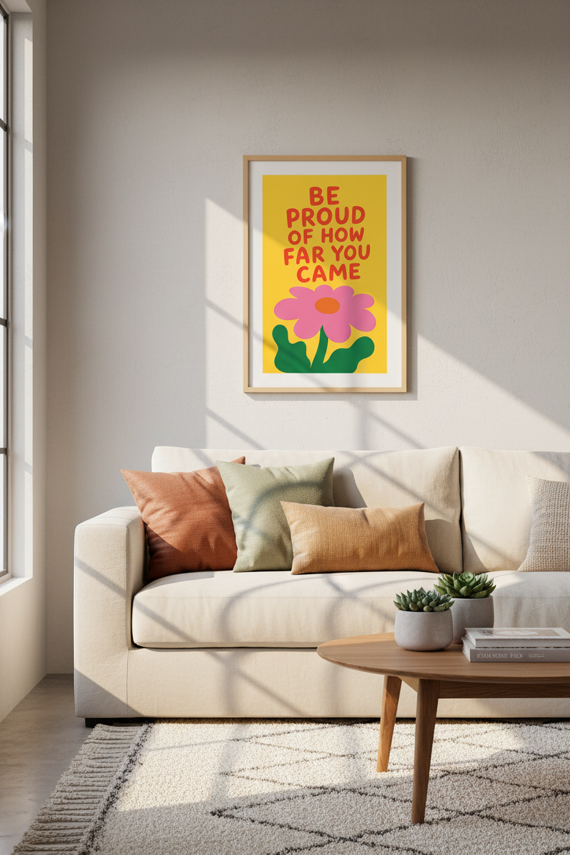 Retro Quote Wall Art | Groovy Flower Affirmation Poster | Vibrant Positivity Decor