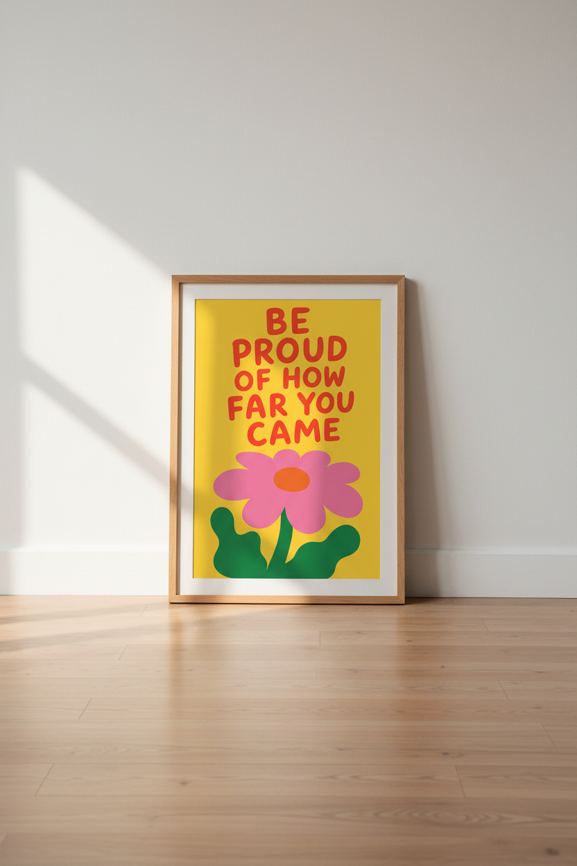 Retro Quote Wall Art | Groovy Flower Affirmation Poster | Vibrant Positivity Decor