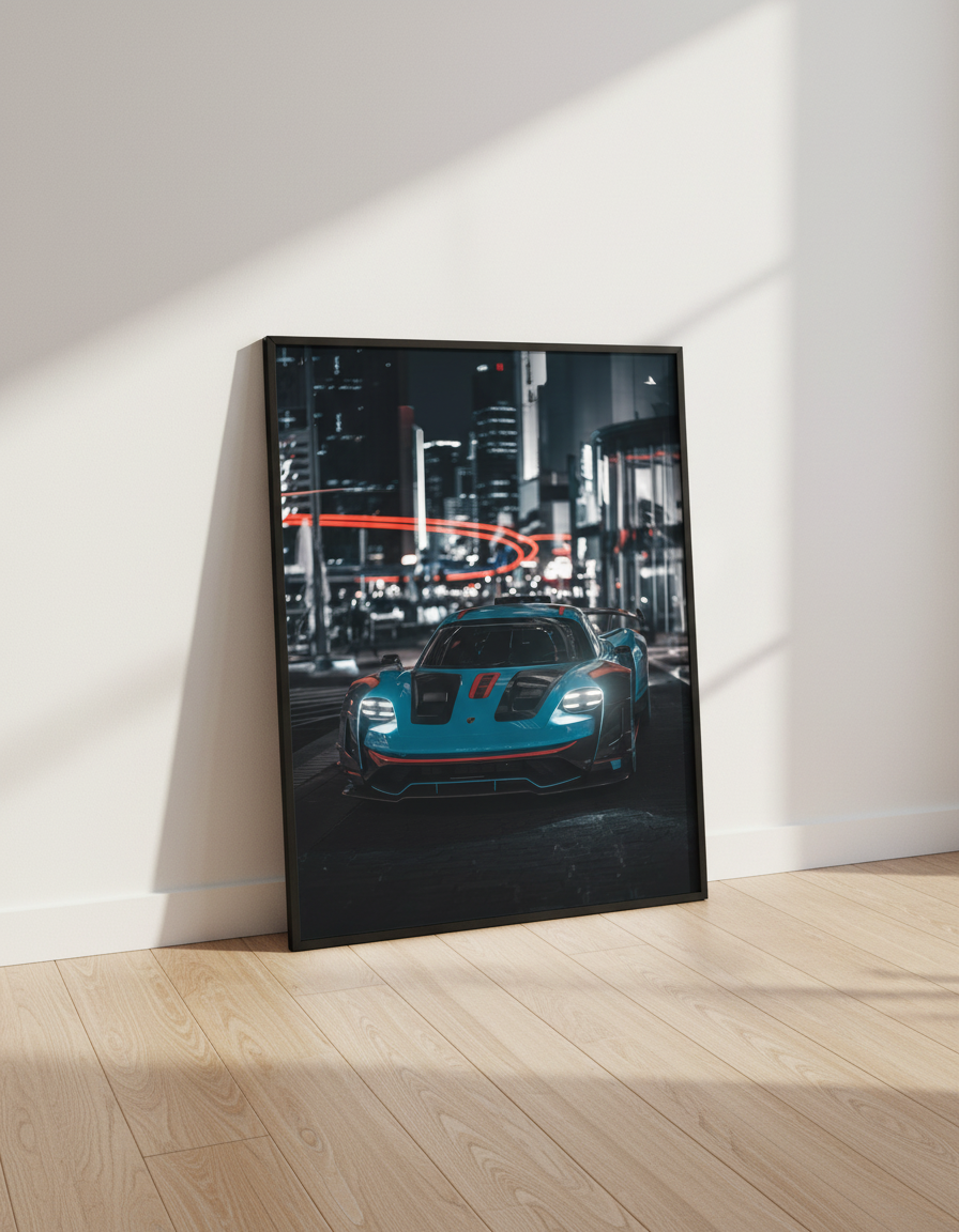 Automotive Wall Art Print | Teal Sports Car Poster | Car Guy Gift | Man Cave Garage Decor | Modern Luxury Car Art | Supra GTR