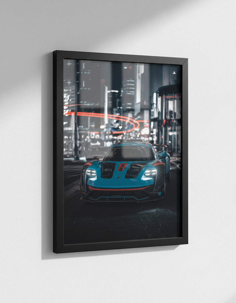 Automotive Wall Art Print | Teal Sports Car Poster | Car Guy Gift | Man Cave Garage Decor | Modern Luxury Car Art | Supra GTR