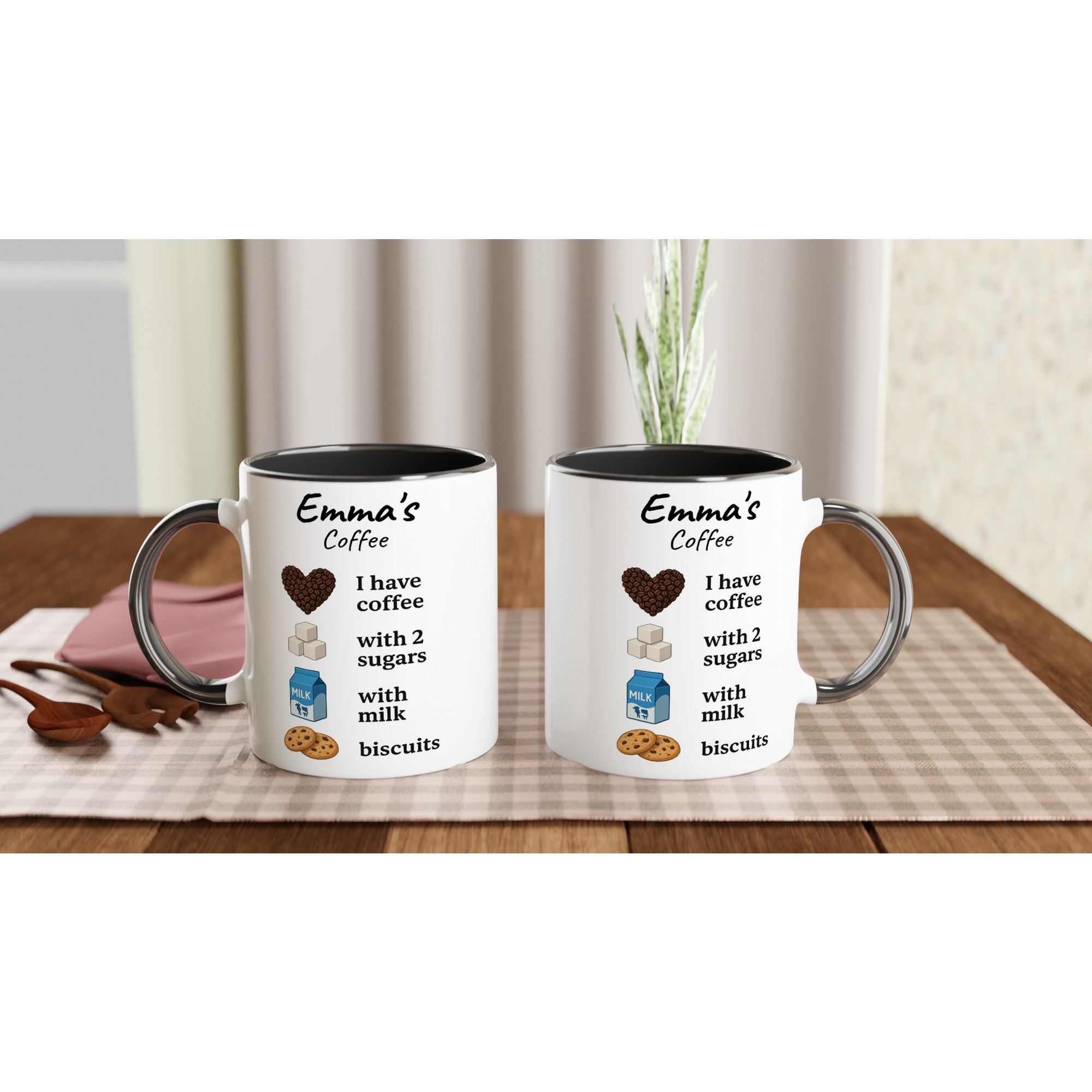Personalized Coffee Mug - Custom Name Mug with Colorful Rim - Perfect Gift for Coffee Lovers