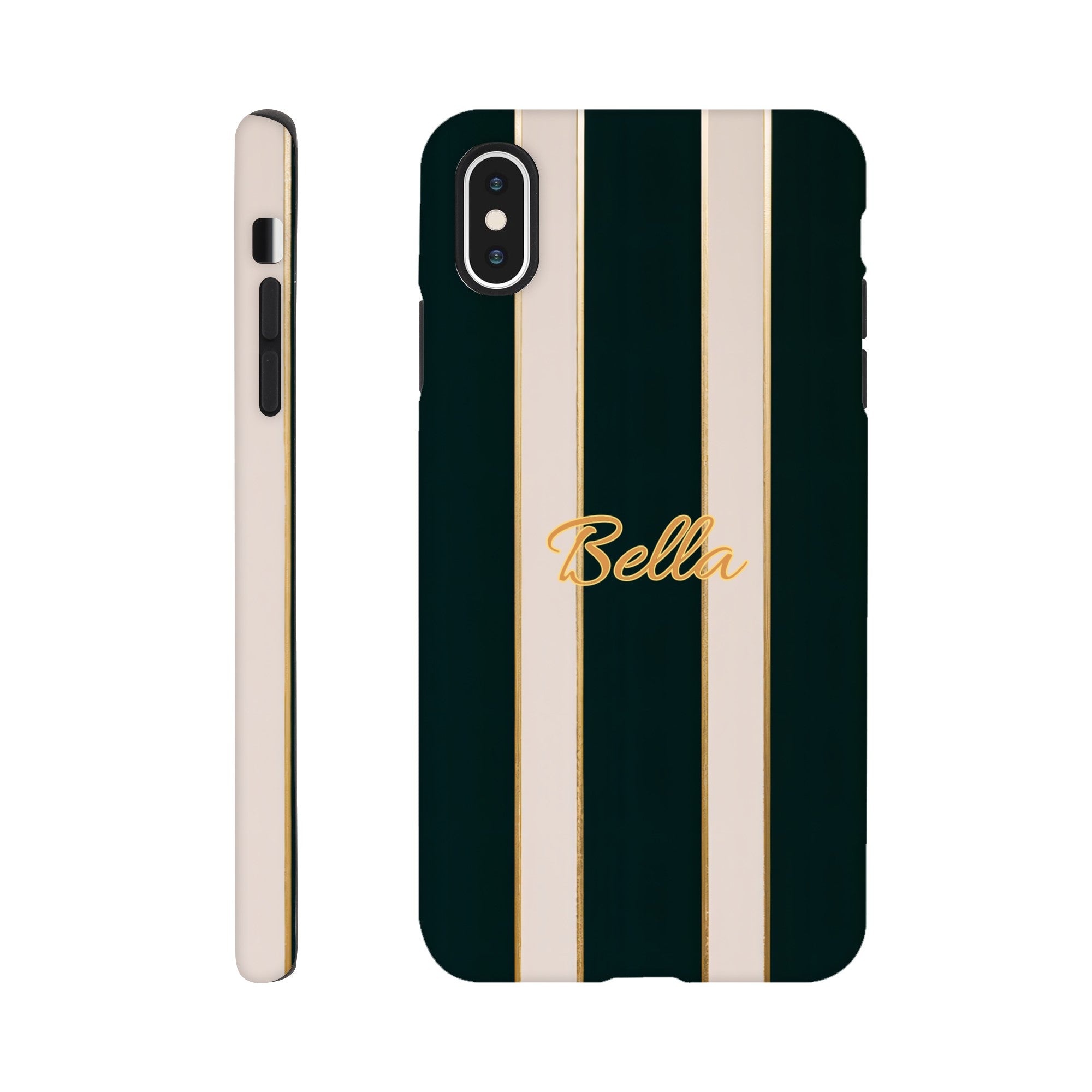 Elegant Striped Phone Case - Black & Cream Design with Gold Accents for iPhone & Samsung | Luxury Protection iPhone XS Max