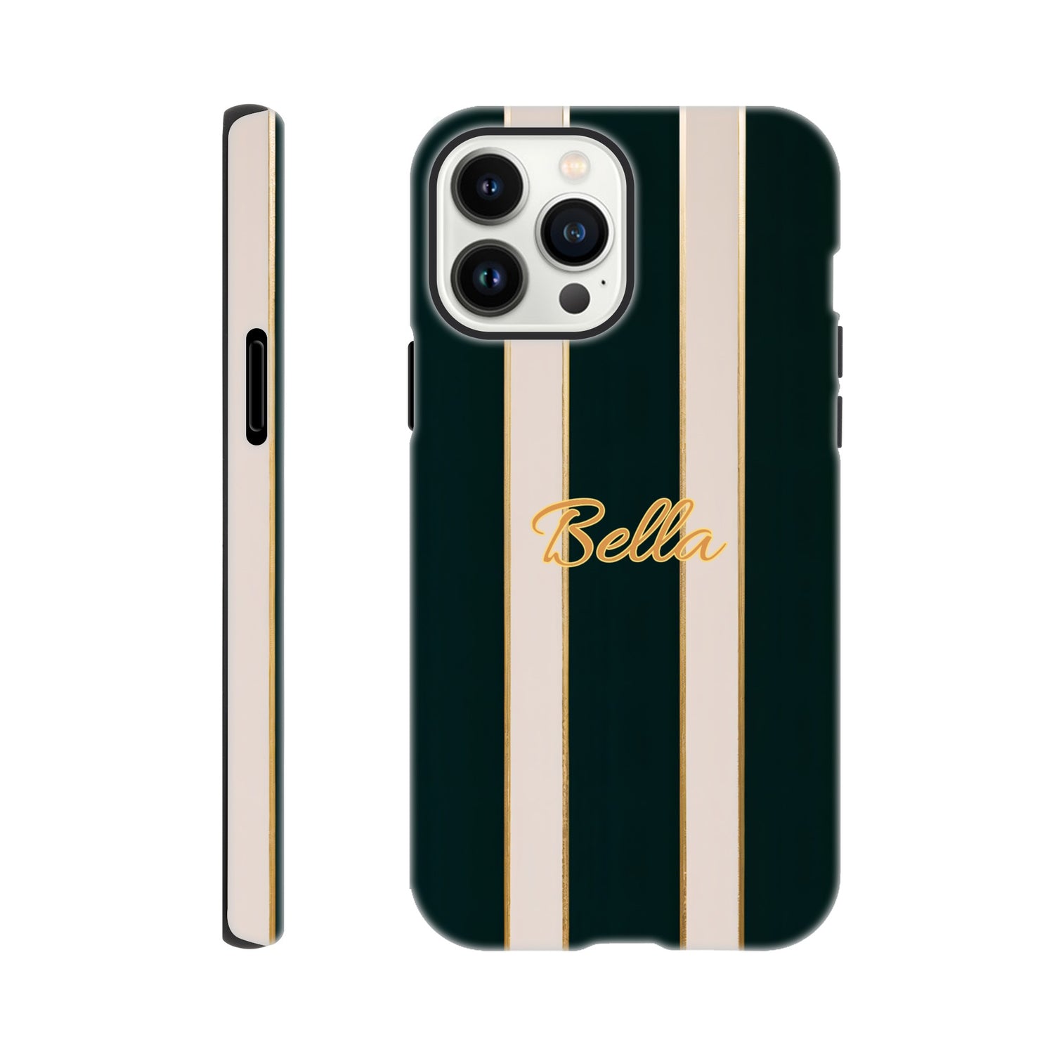 Elegant Striped Phone Case - Black & Cream Design with Gold Accents for iPhone & Samsung | Luxury Protection iPhone 13 Pro Max