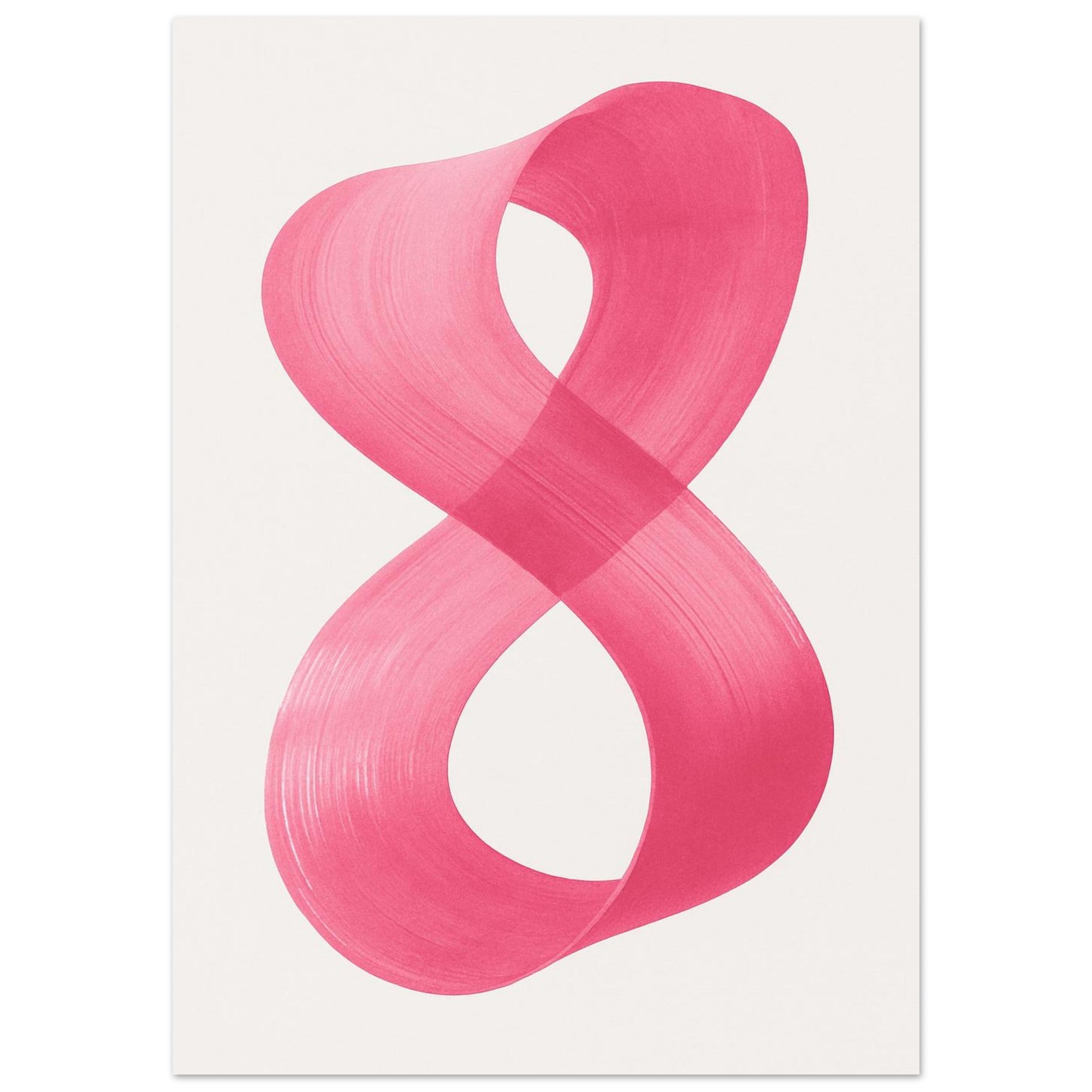 Infinity Abstract Brushstroke Art Print - Modern Minimalist Poster in Pink, Blue, Ochre, Black A1 (59.4 x 84.1 cm) Pink