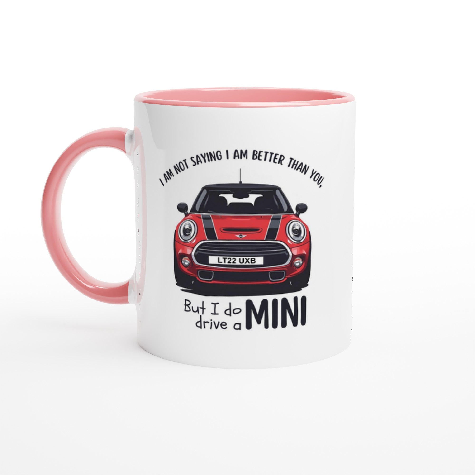 Cool Mini Cooper Mug - Funny Custom Car Gift - 11oz Ceramic Coffee Cup Ceramic Pink
