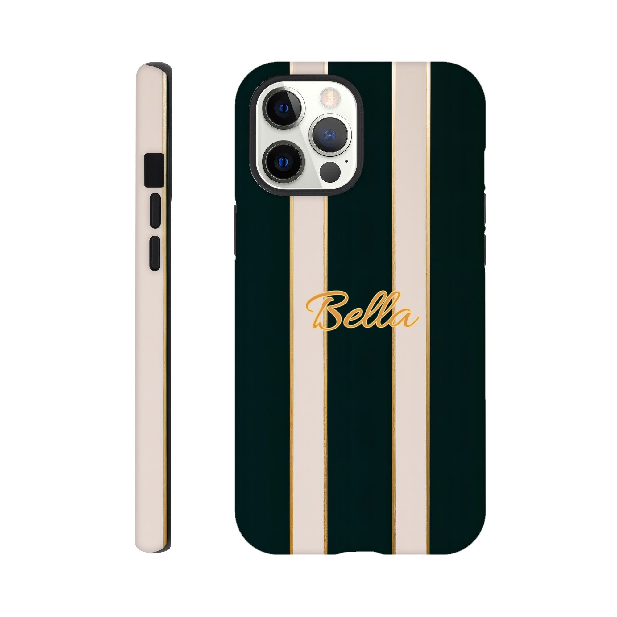 Elegant Striped Phone Case - Black & Cream Design with Gold Accents for iPhone & Samsung | Luxury Protection iPhone 12 Pro Max