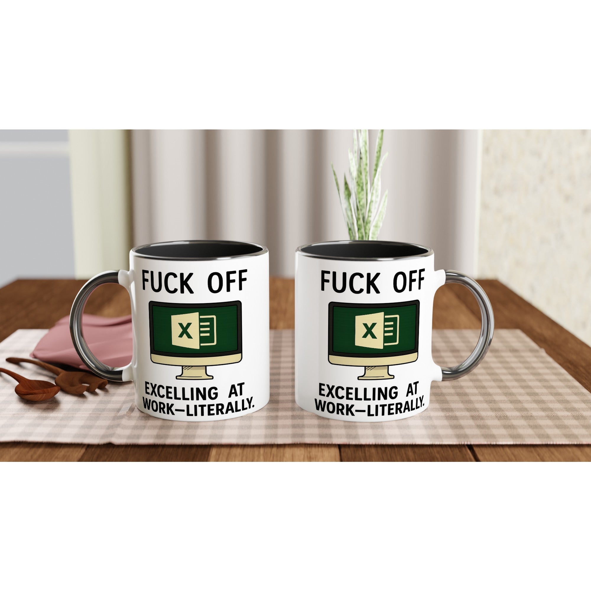F*ck Off - Excelling at Work - Literally. Mug – Excel Spreadsheet Gift, Office Humor, 11oz, Funny Accountant, PM or Data Analyst Coffee Cup