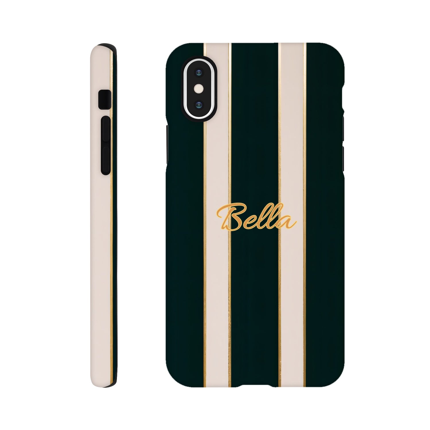 Elegant Striped Phone Case - Black & Cream Design with Gold Accents for iPhone & Samsung | Luxury Protection iPhone X