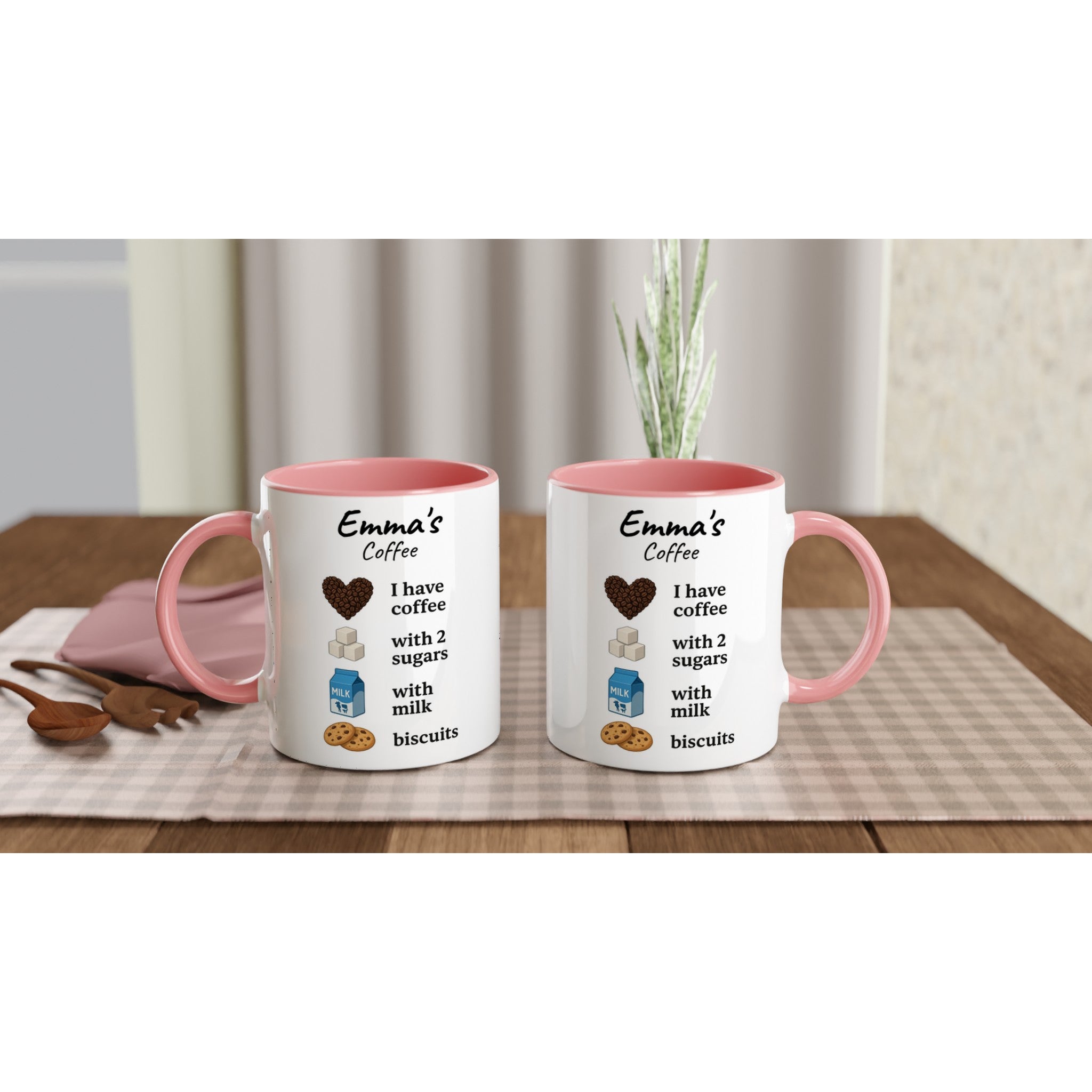Personalized Coffee Mug - Custom Name Mug with Colorful Rim - Perfect Gift for Coffee Lovers