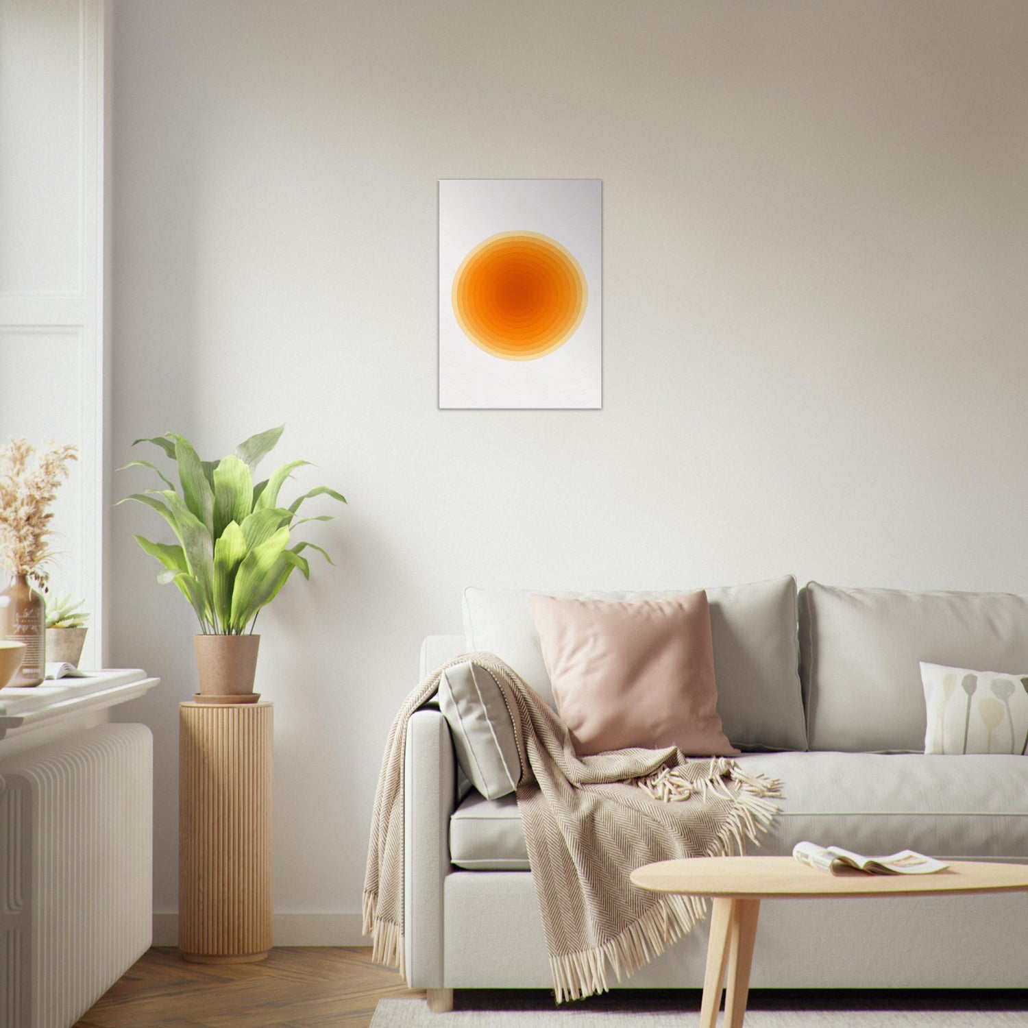 Solar Bloom - Radiant Orange Canvas - Abstract Watercolor Spiral Art Print - Slim Canvas - Wall Art