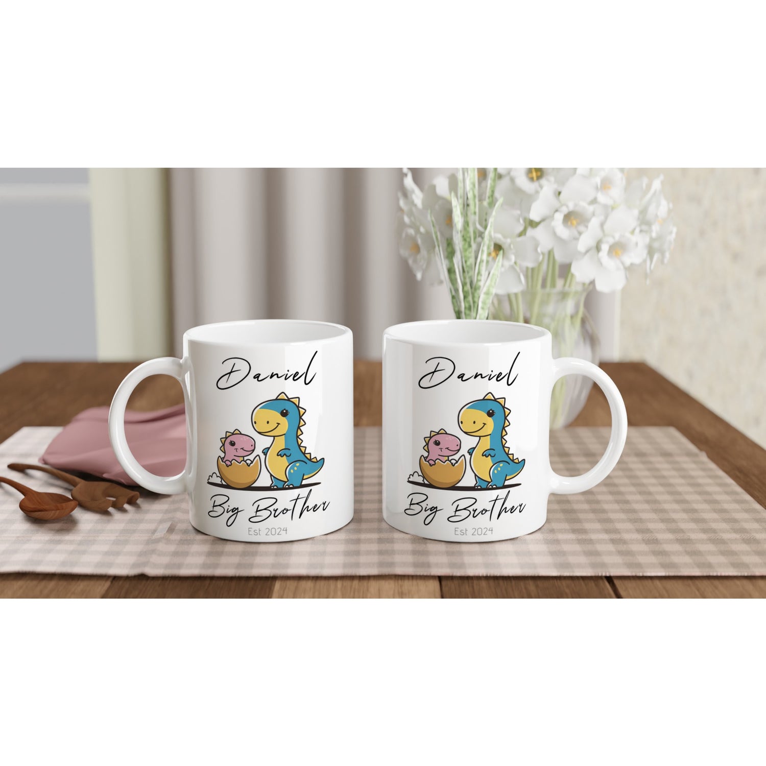Customisable Dinosaur Big Brother Mug - Name Printed siblings Coffee Cup, Big Brother Cup, Tea Mug, Pregnancy Announcement, 11oz