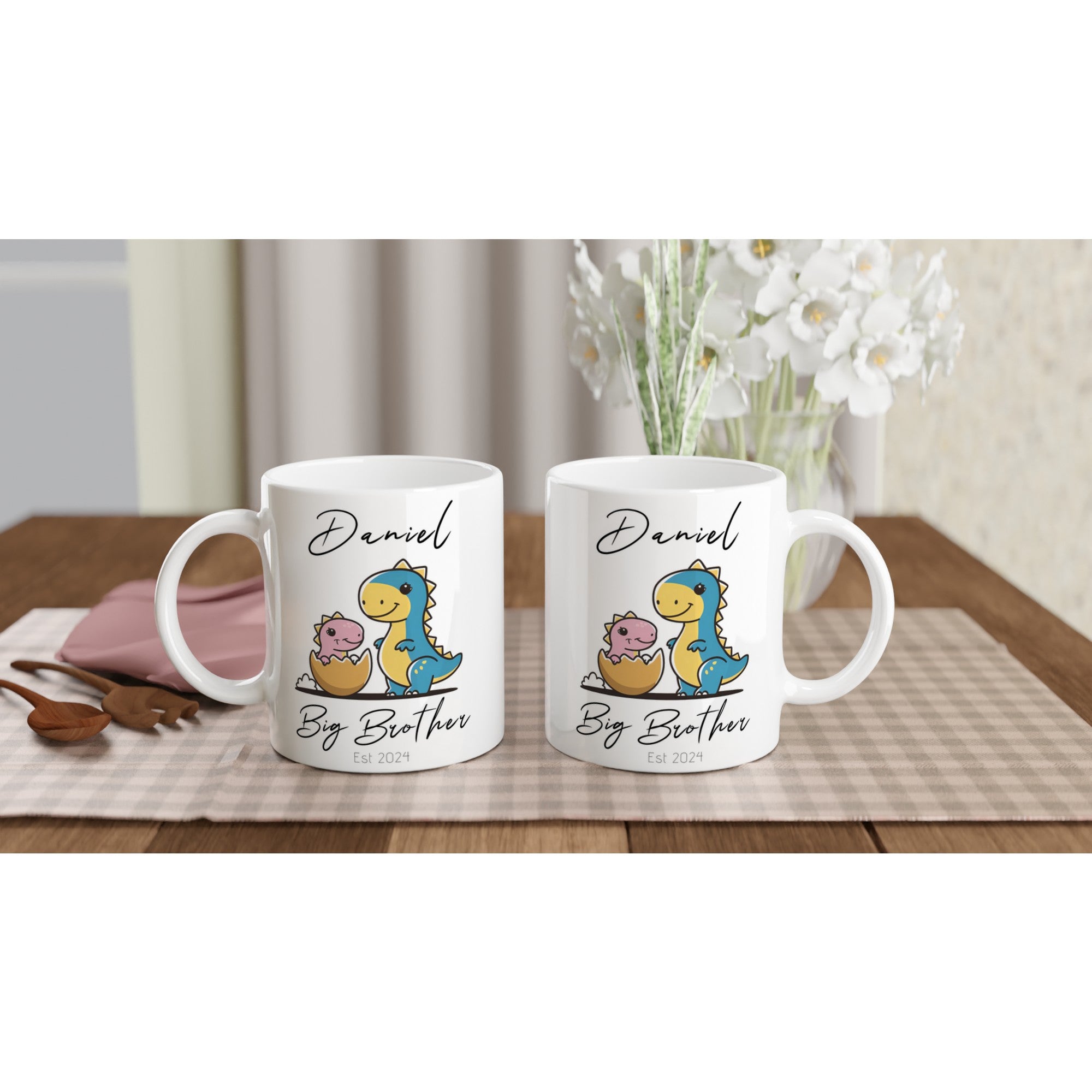 Customisable Dinosaur Big Brother Mug - Name Printed siblings Coffee Cup, Big Brother Cup, Tea Mug, Pregnancy Announcement, 11oz