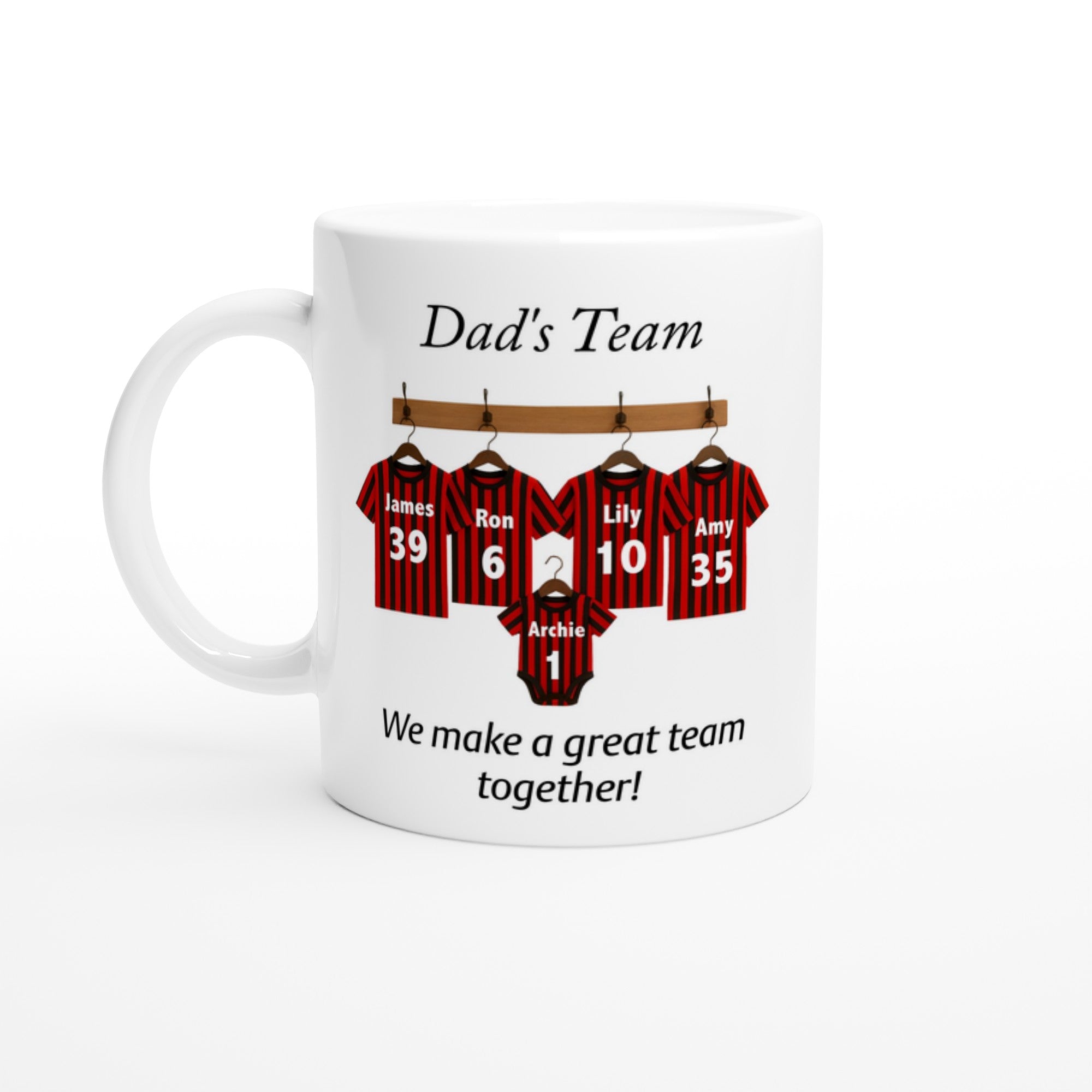 Personalized Dad Team Mug - Unique Football Fan Gift for Baby Announcement or Christmas Ceramic White