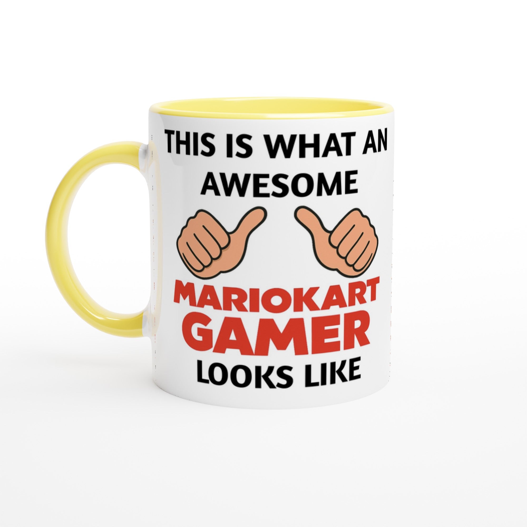 Mario Kart Gamer Mug – 11oz Coffee Cup Gift for Nintendo Fans Ceramic Yellow