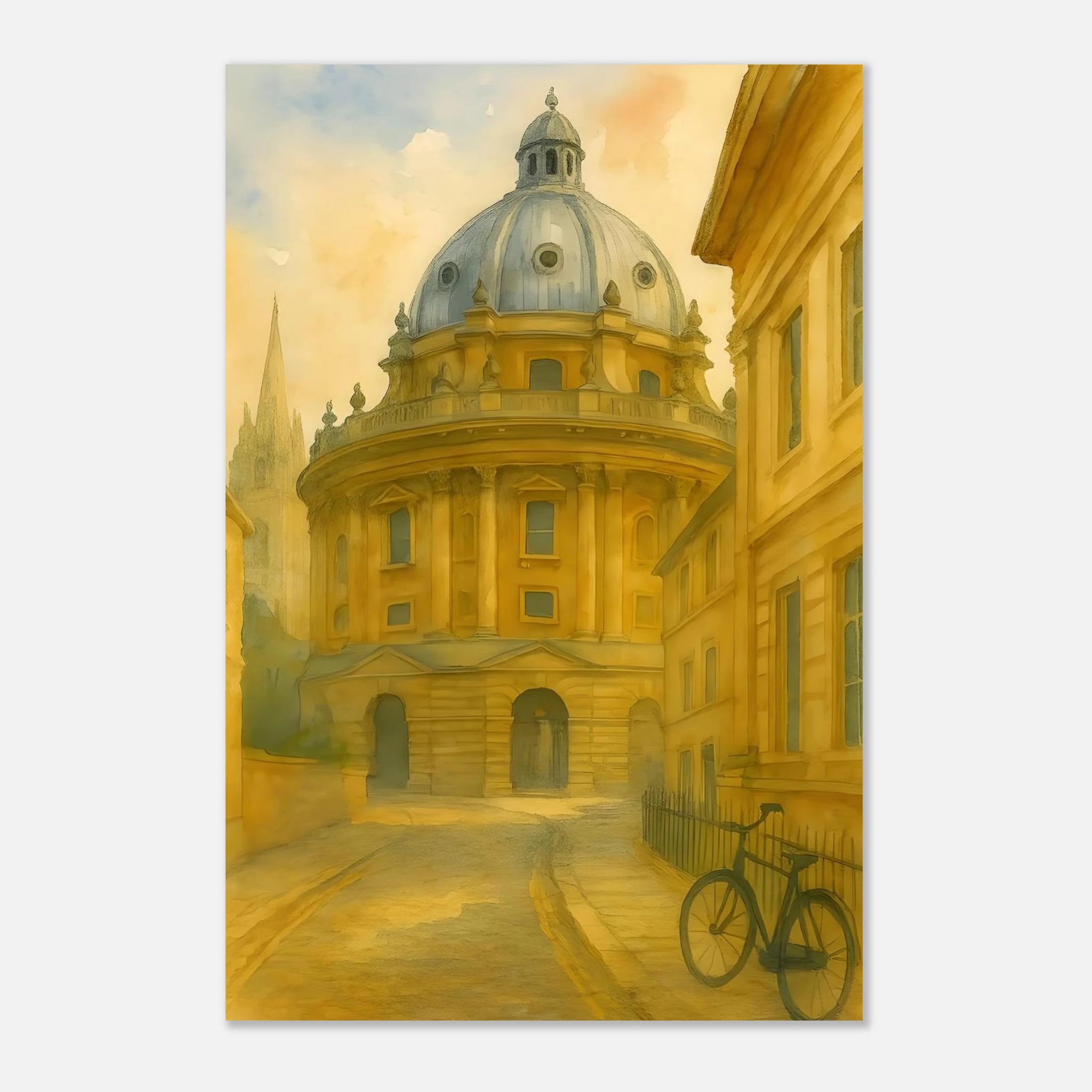 Oxford Radcliffe Camera Watercolour Poster – English University Architecture Art - Travel Print - Wall Art - A1, A2, A3, A4 Poster 60x90 cm 24x36″