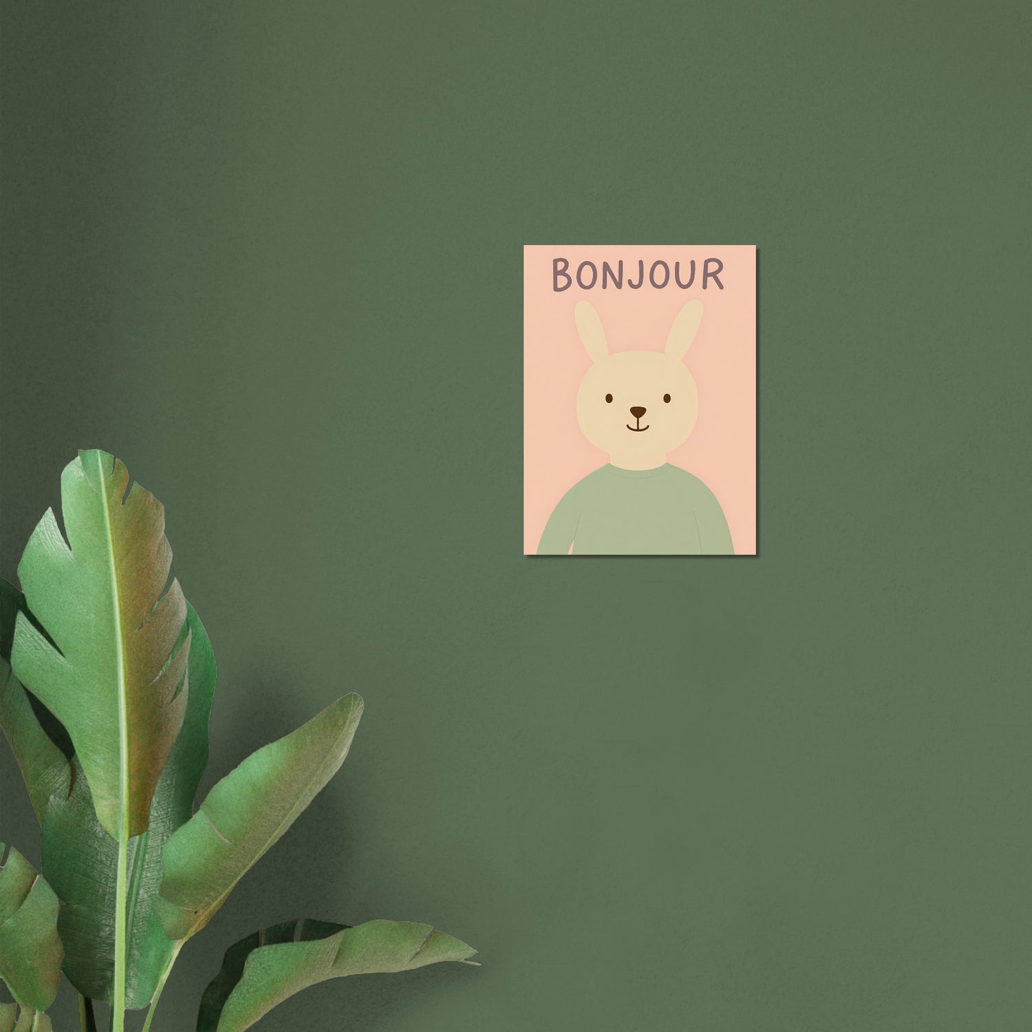 Bonjour Bunny Poster - Adorable Nursery Decor for Baby Girl - Classic Matte Art Print 45x60 cm 18x24″