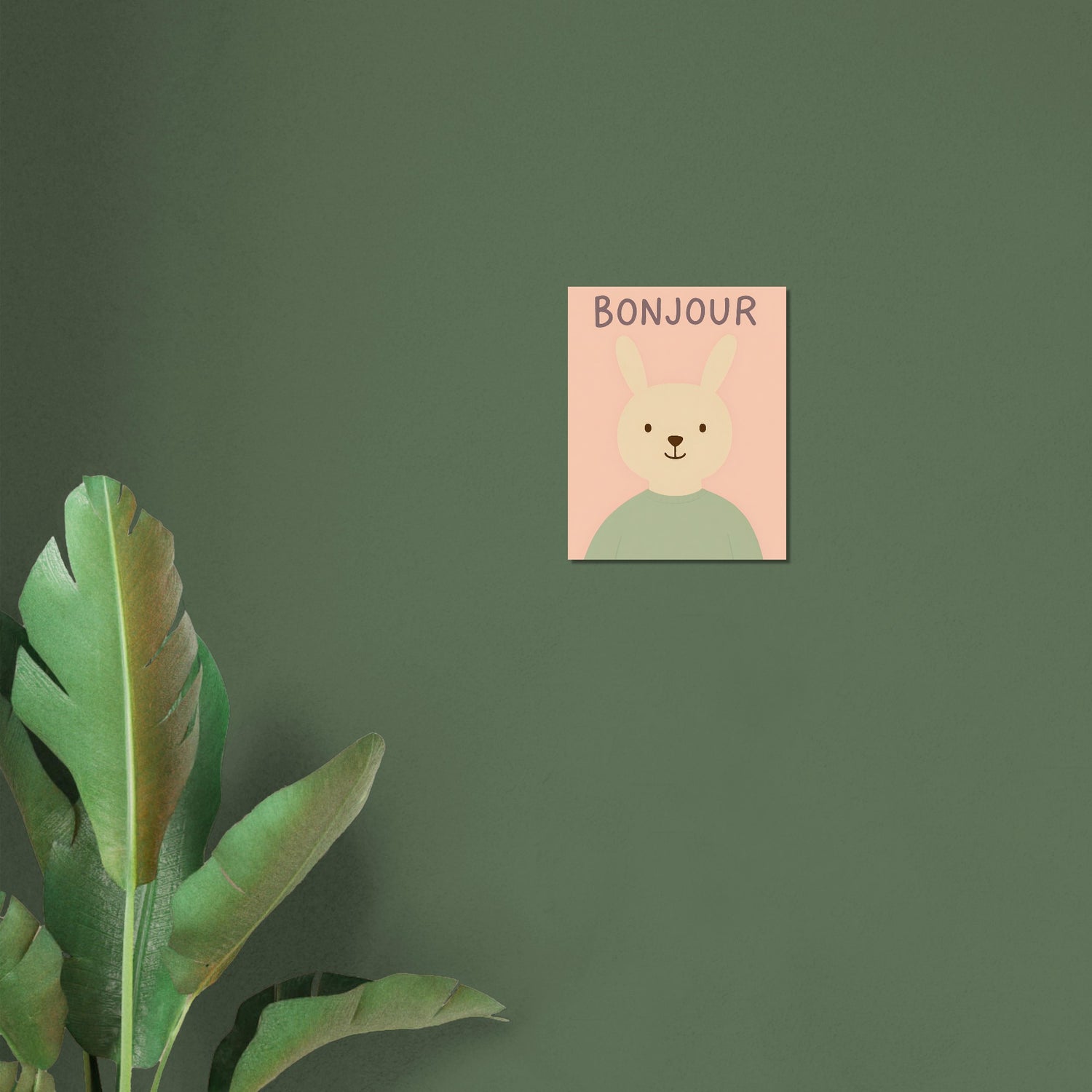 Bonjour Bunny Poster - Adorable Nursery Decor for Baby Girl - Classic Matte Art Print 40x50 cm 16x20″