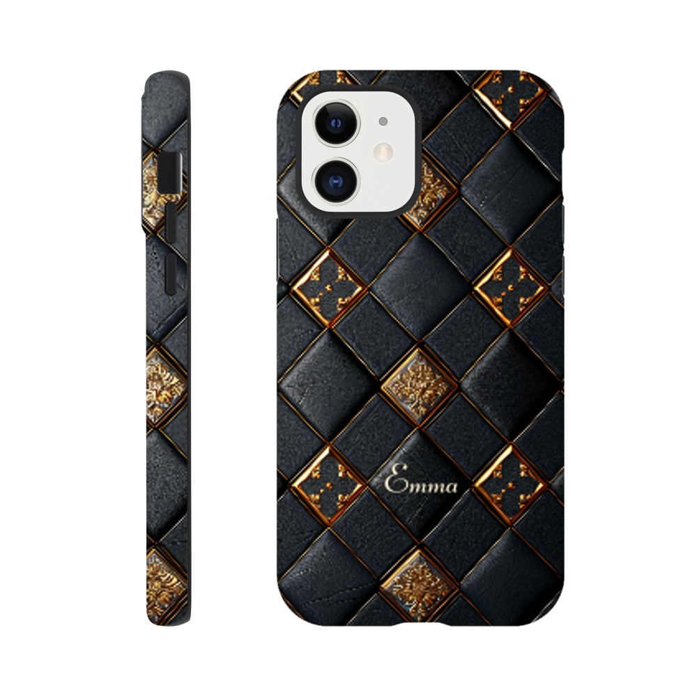 Personalized iPhone 16 and 15 Pro Max Cover,Luxury Checkers Pattern Tough Case,Custom Design,iPhone 16,15,14,13,12,11 iPhone 12