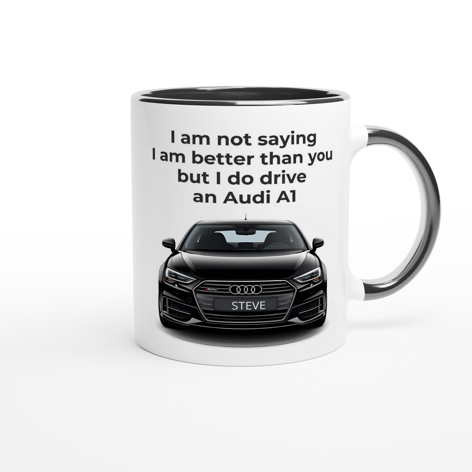 Funny Personalized Audi Car Mug - 11oz Ceramic Coffee Cup for Car Lovers - Dishwasher & Microwave Safe Ceramic Black
