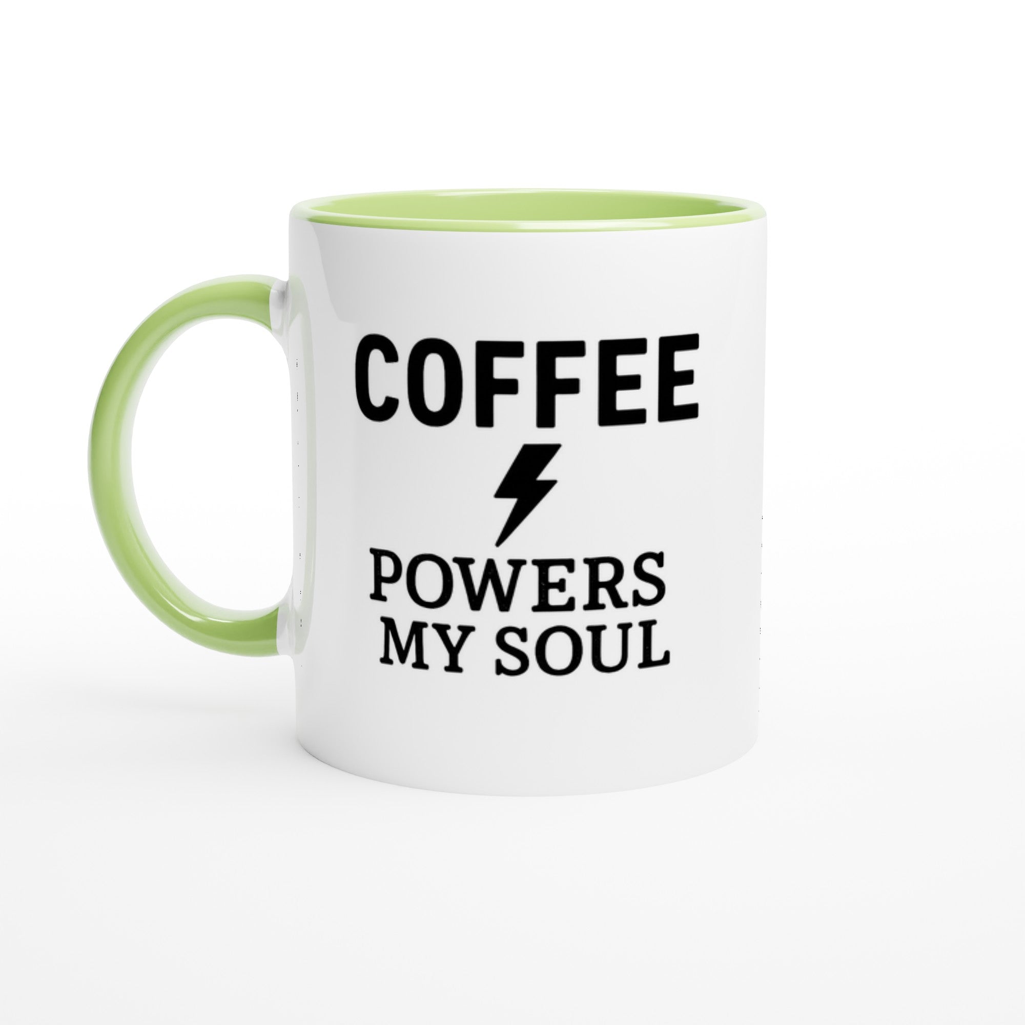 Coffee Powers My Soul Mug - Handmade Ceramic Cup - Perfect Gift for Coffee Lovers Ceramic Green