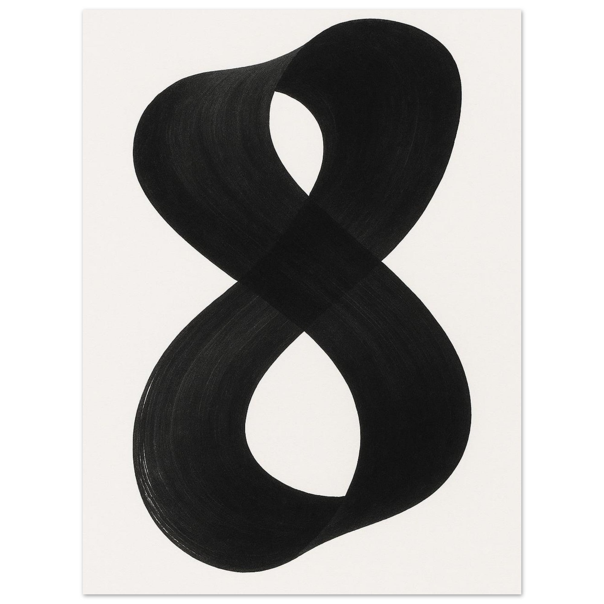 Infinity Abstract Brushstroke Art Print - Modern Minimalist Poster in Pink, Blue, Ochre, Black 15x20 cm 6x8″ Black