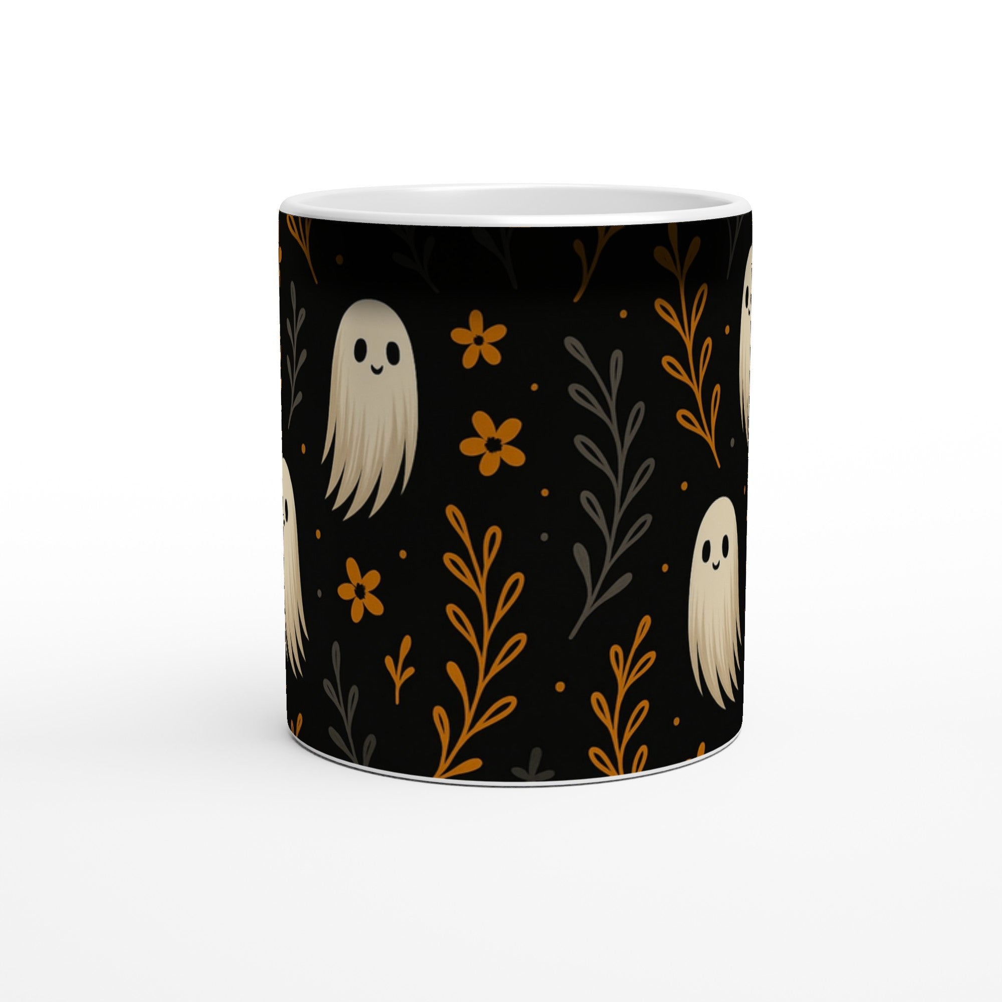 Cute Ghosts Halloween Mug - 11oz Ceramic Fall Decor Gift for Teachers - Magic Revealing Cup
