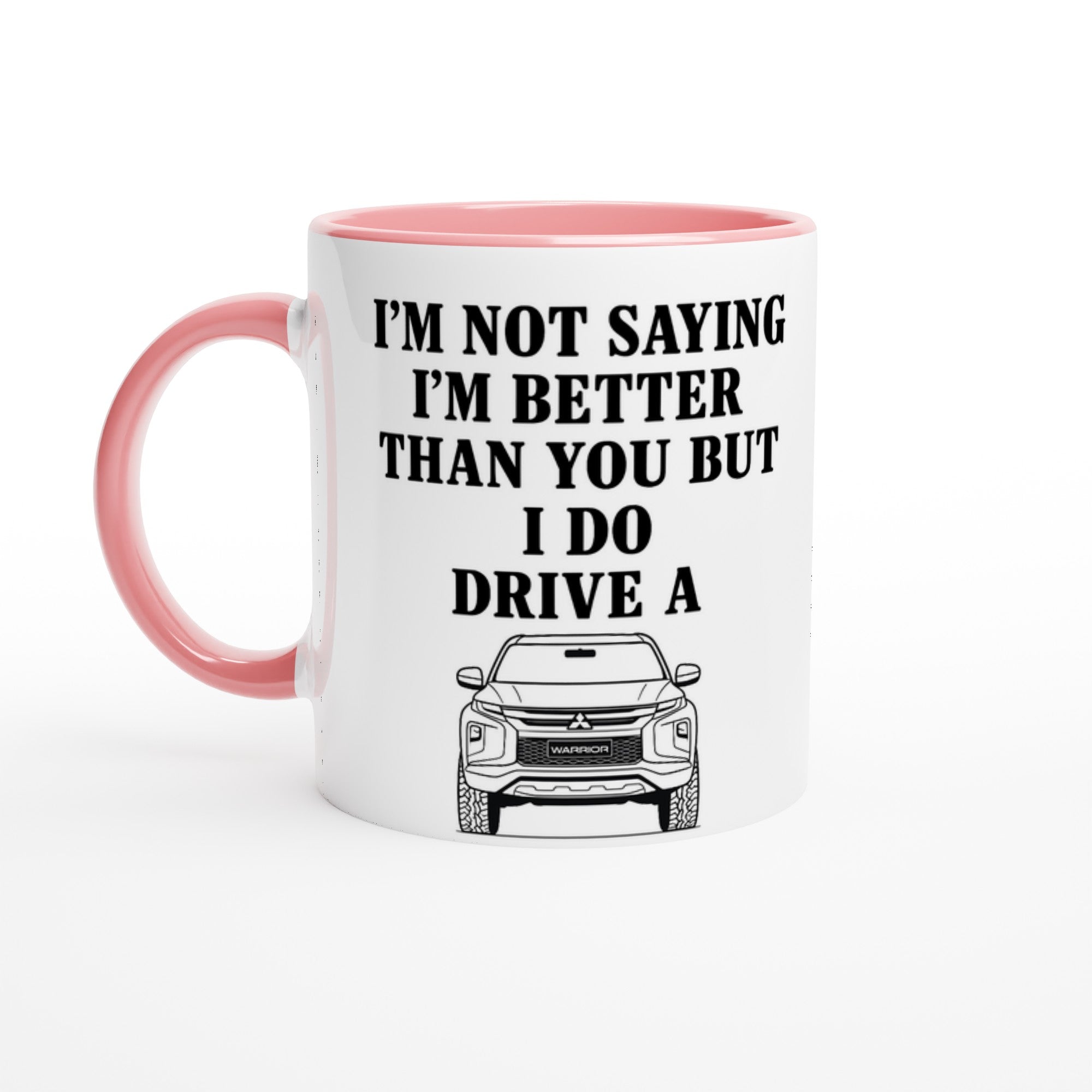 Personalized Mitsubishi Warrior Mug - 11oz Car Lover Gift - Custom Colors & Design Ceramic Pink