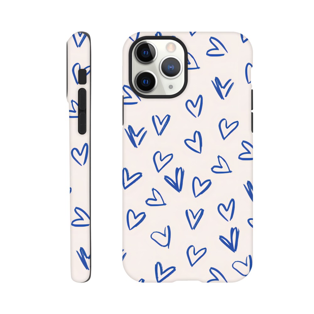 Blue Hearts Phone Case - Cute Minimalist Pattern for iPhone & Samsung | Romantic Design Protection iPhone 11 Pro