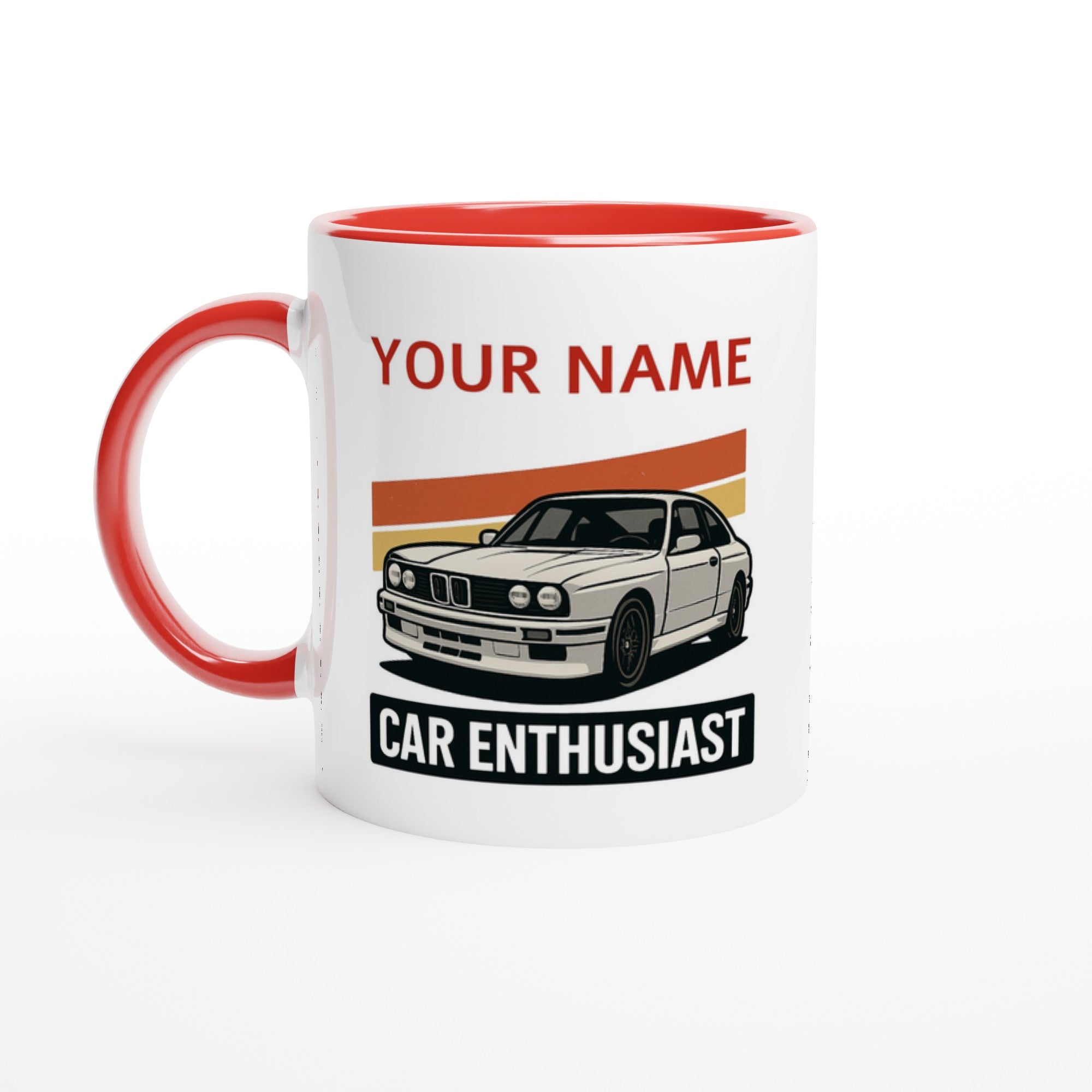 Personalized BMW Car Enthusiast Mug - Custom Name Coffee Cup - Perfect Gift for Car Lovers Ceramic Red
