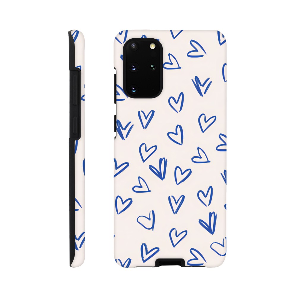 Blue Hearts Phone Case - Cute Minimalist Pattern for iPhone & Samsung | Romantic Design Protection Galaxy S20 Plus