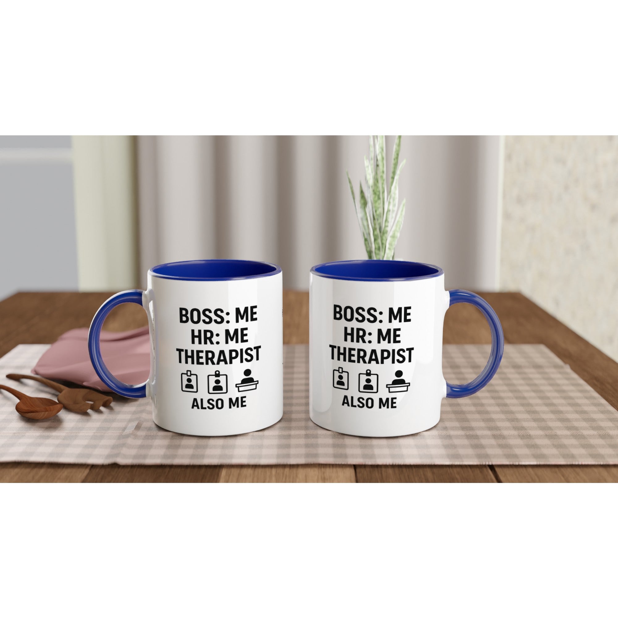 Boss: Me HR = Me, Therapist Also Me Mug - Funny Freelancer Gift - Entrepreneur Coffee Cup - Solopreneur Self Employed Office Humor