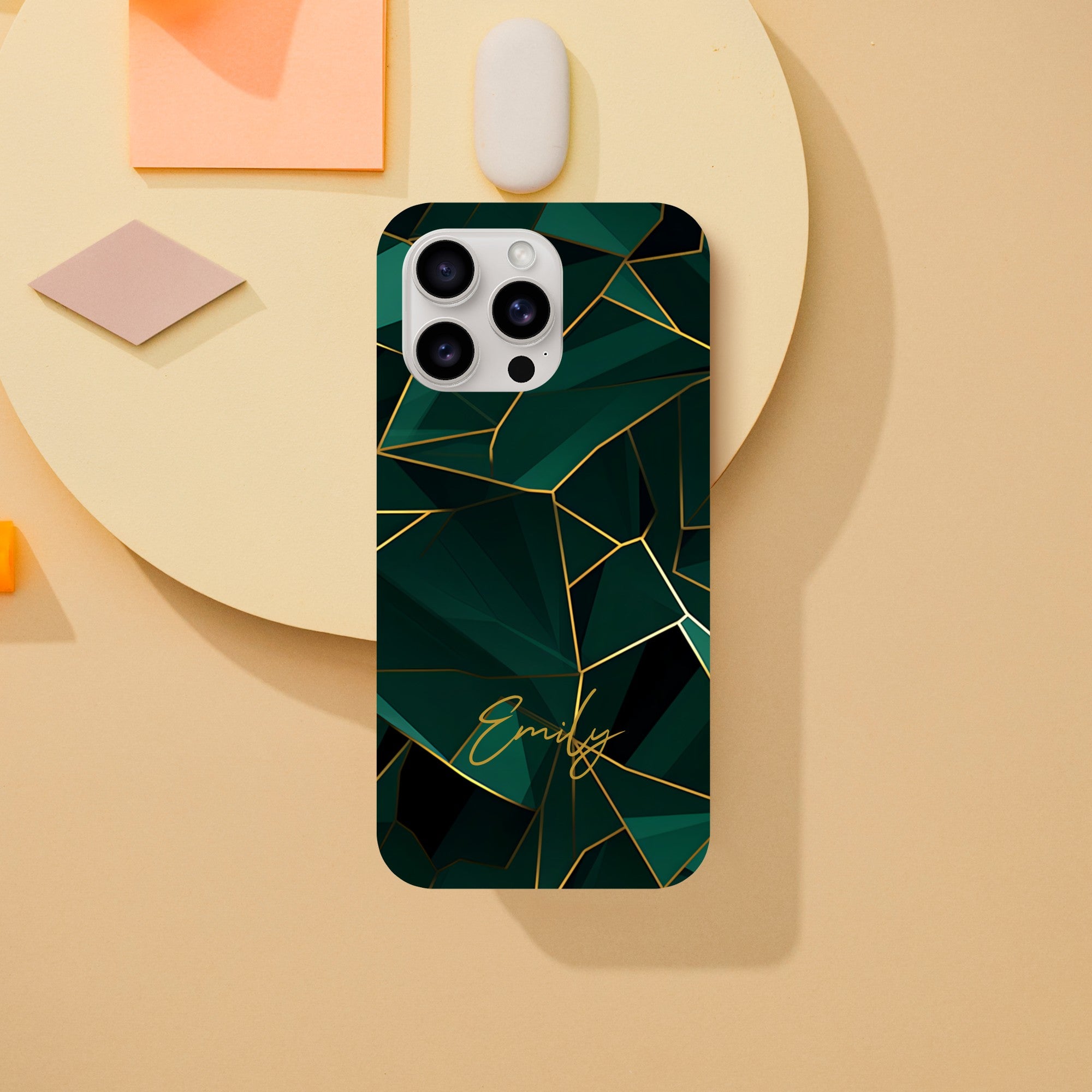 Personalized Emerald Green Tough iPhone Case - Luxury Double-Layer Protection iPhone 15 Pro Max