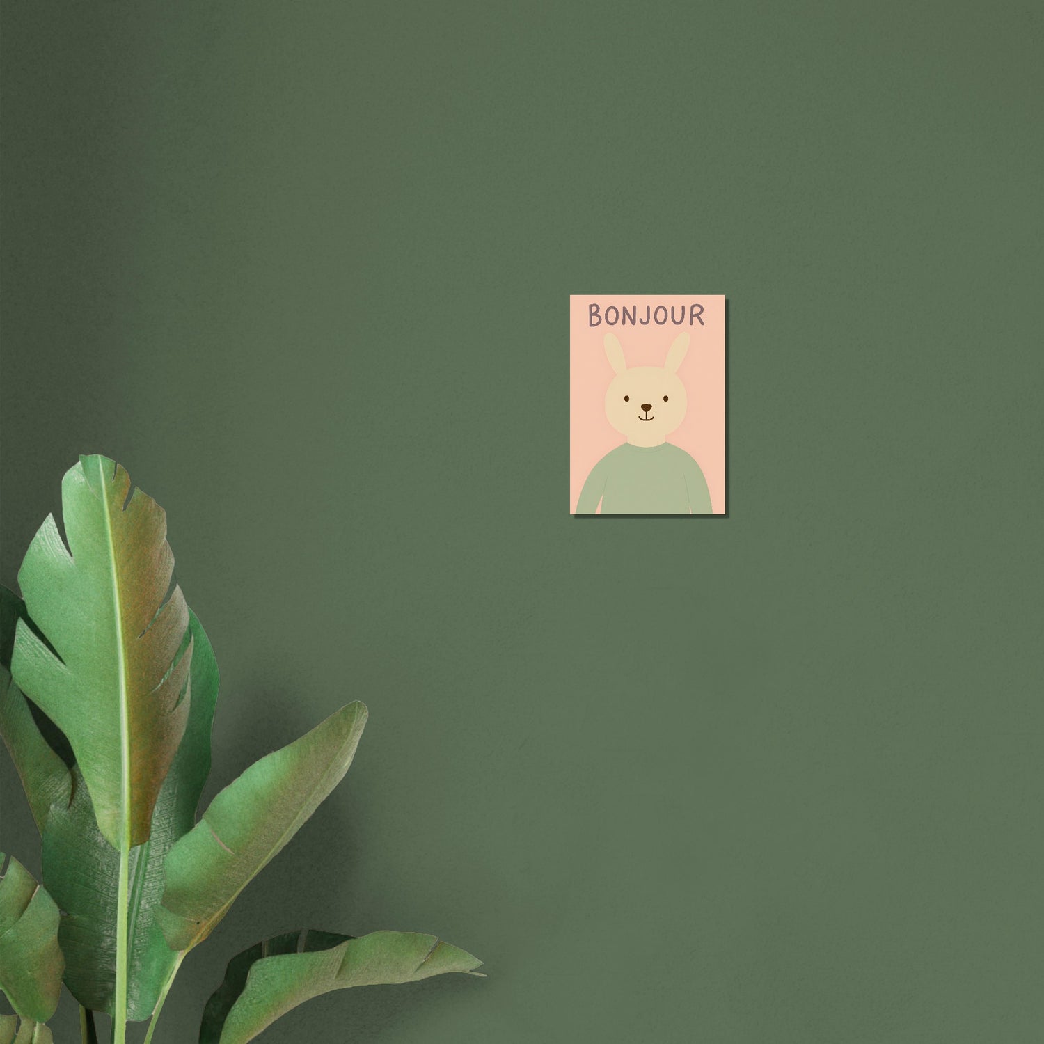 Bonjour Bunny Poster - Adorable Nursery Decor for Baby Girl - Classic Matte Art Print A3 (29.7 x 42 cm)