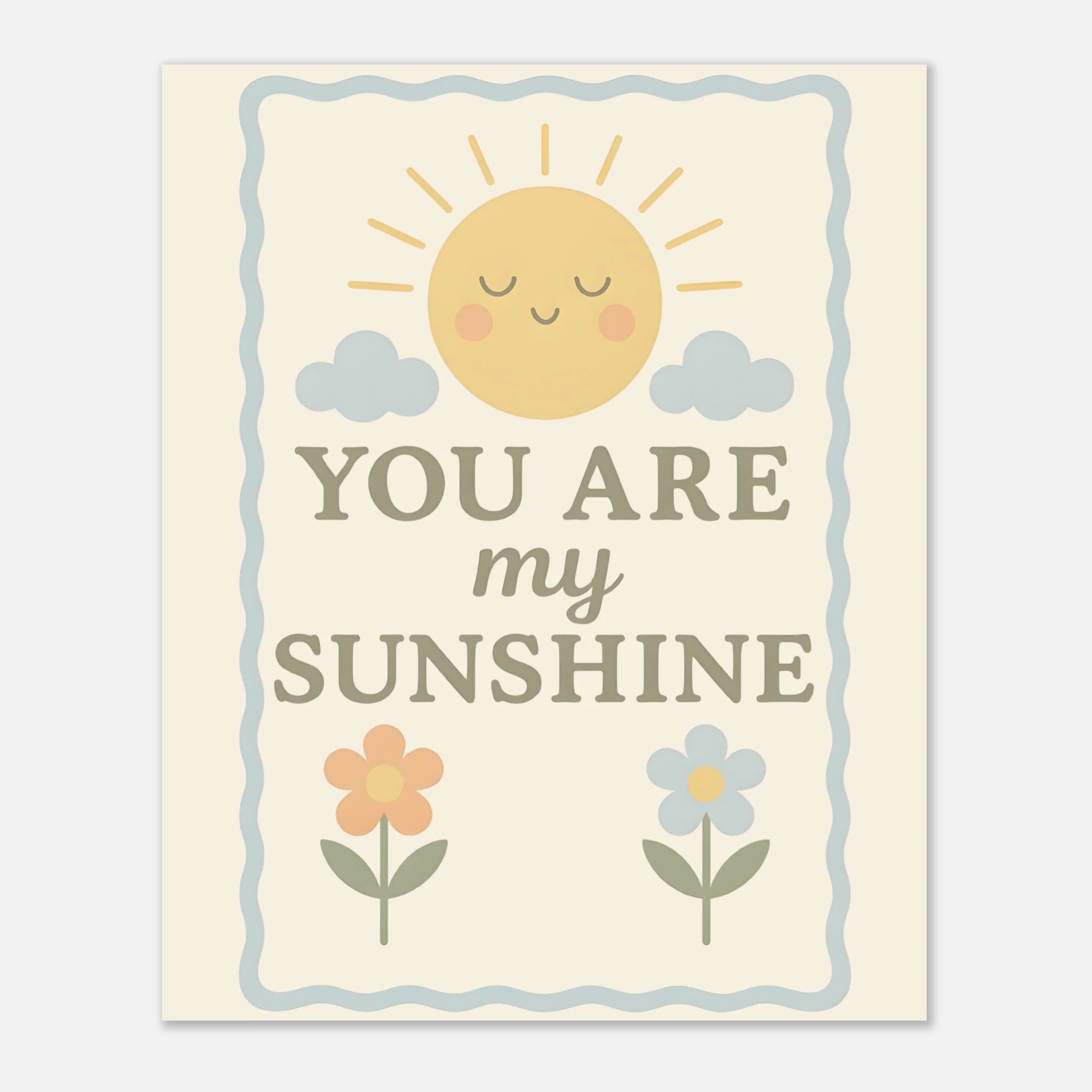 You Are My Sunshine Sun and Flower Pastel Nursery Wall Art, Nursery Poster, Nursery Art Decor - Neutral Print Baby Girl or Baby Boy Room 40x50 cm 16x20″