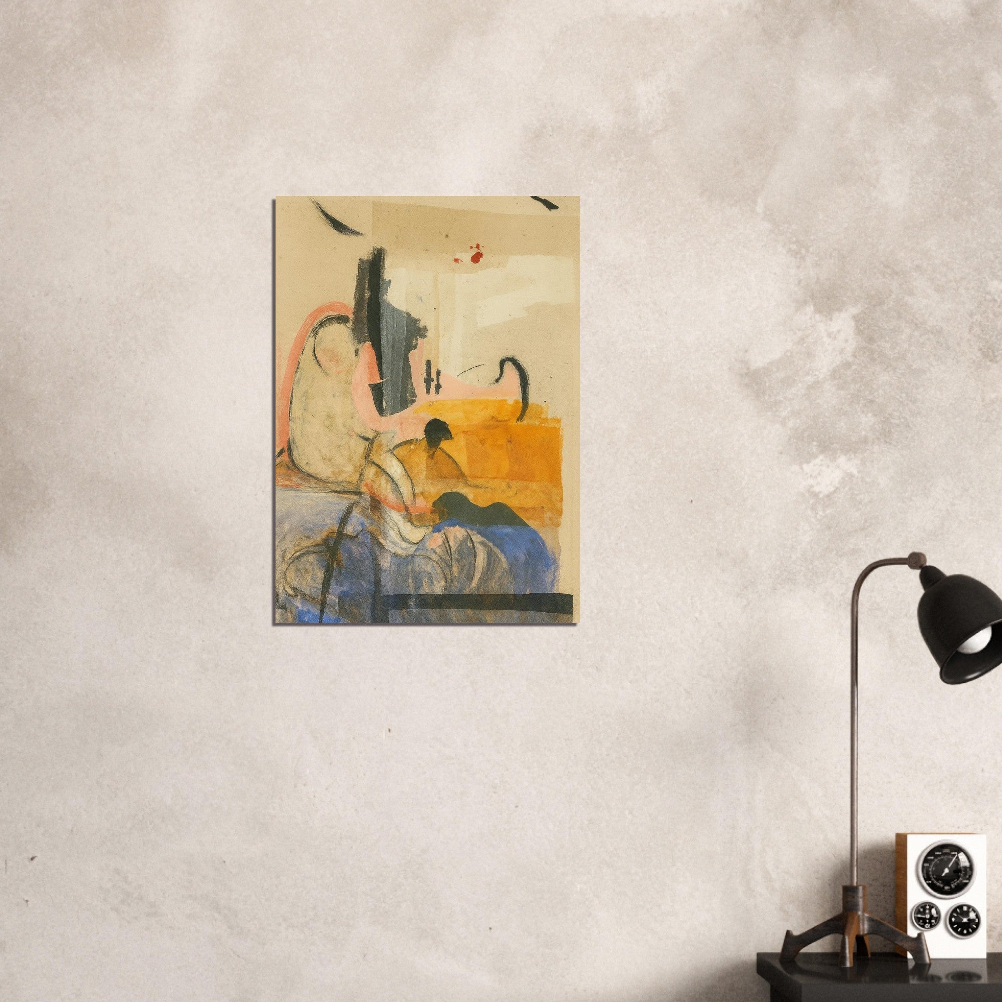 Echoes in Ochre: Modern Abstract Watercolor Poster (A3 Size | Vertical | Textured Art Print) 50x70 cm 20x28″