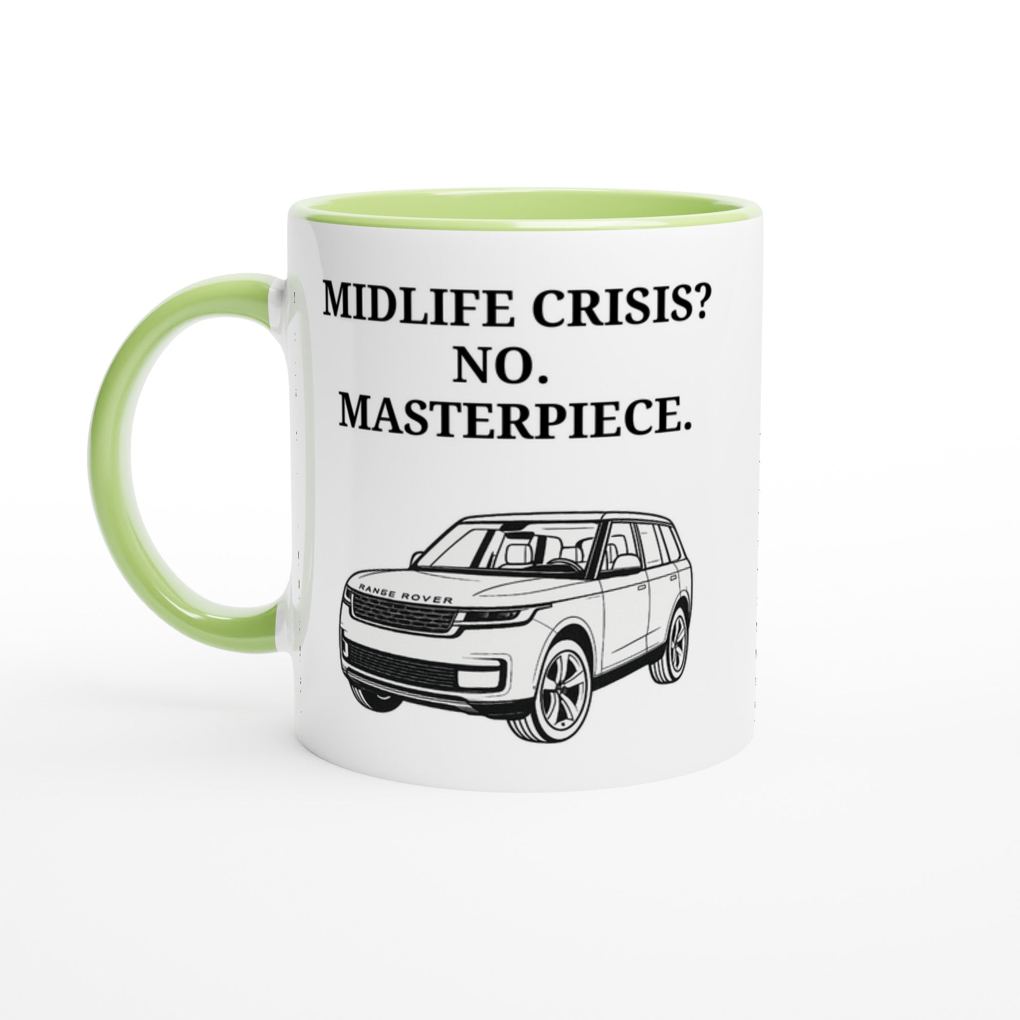 Funny Range Rover Mug – 11oz Luxury Car Driver Gift, Bold Statement Coffee Cup, Land Rover, Range Rover Gen 3 Lover Gift for Him or Her Ceramic Green