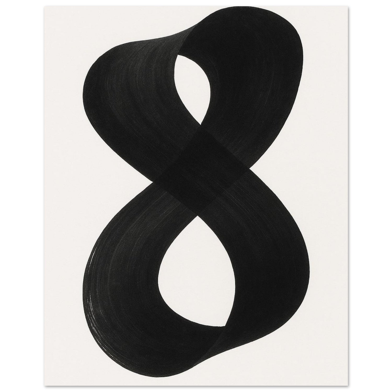 Infinity Abstract Brushstroke Art Print - Modern Minimalist Poster in Pink, Blue, Ochre, Black 40x50 cm 16x20″ Black
