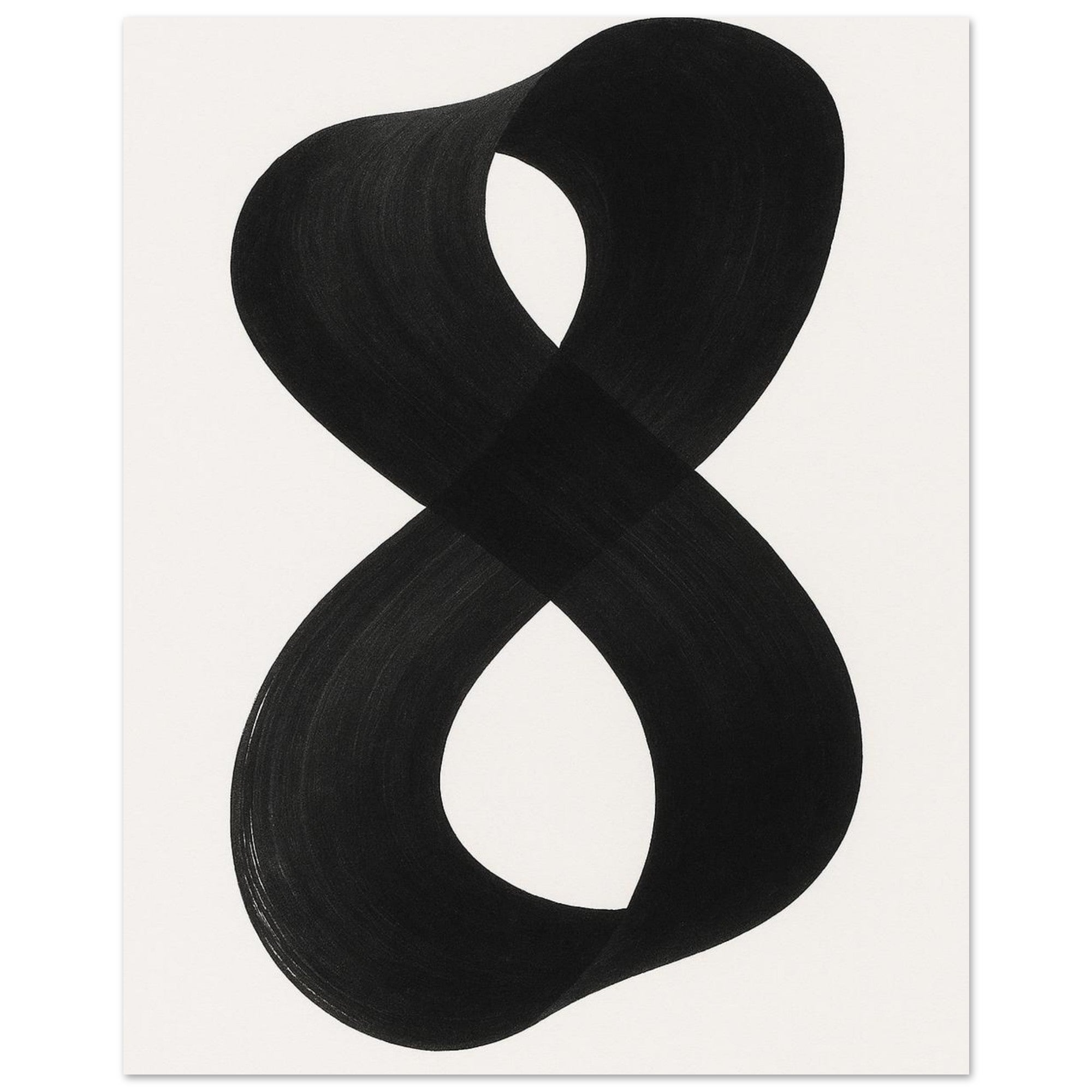 Infinity Abstract Brushstroke Art Print - Modern Minimalist Poster in Pink, Blue, Ochre, Black 40x50 cm 16x20″ Black